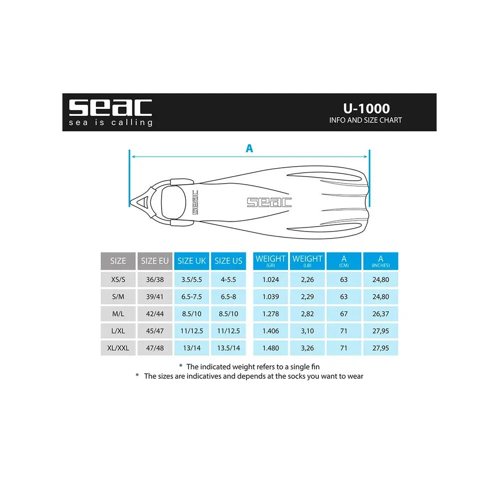 Palmes di nuoto Seac U-1000 Nere 10/10