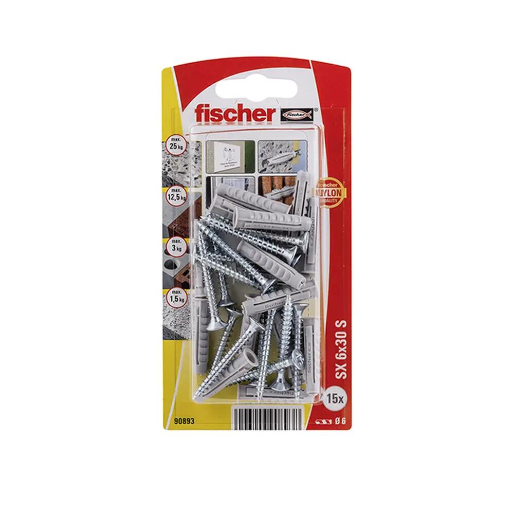Vis e bucha Fischer SX 6x30 15 unidades 3/4
