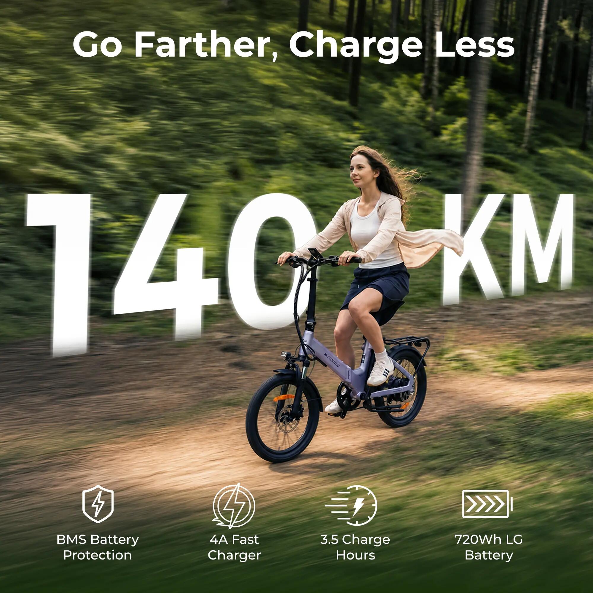 Bicicleta eléctrica plegable ENGWE O20 Boost con 48 V 15 Ah y 8 velocidades 4/7