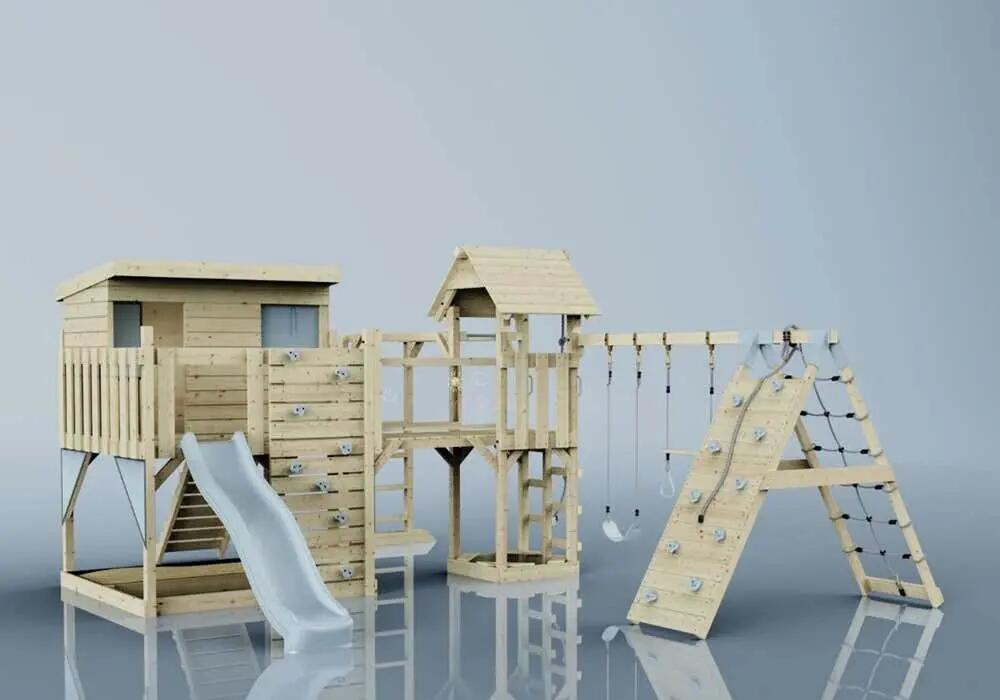 Spielturm Malin mit Trapezstange in Eisblau - 503 × 562 × 274 cm 3/6