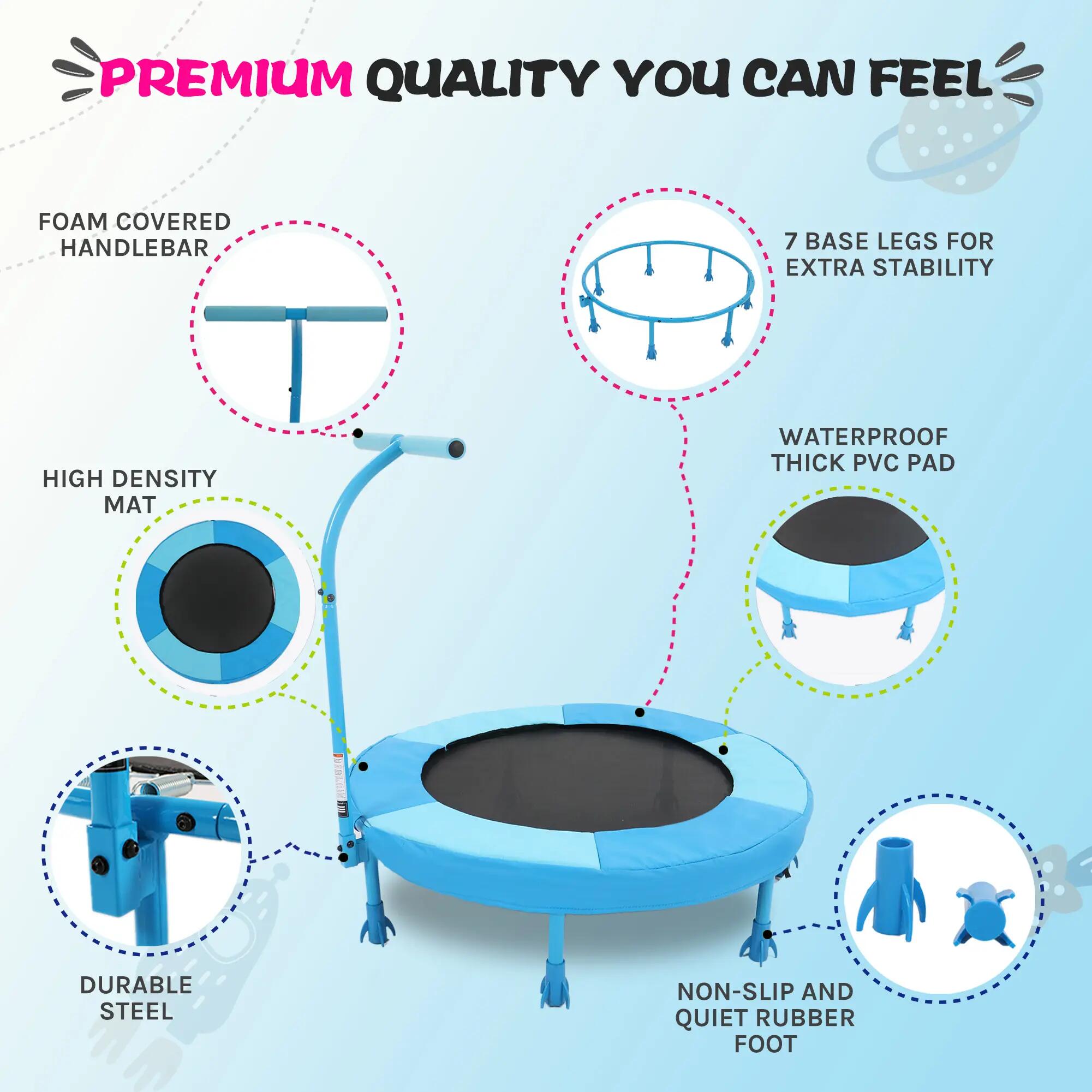 Trampoline pour enfants de 91 cm, bleu 3/6