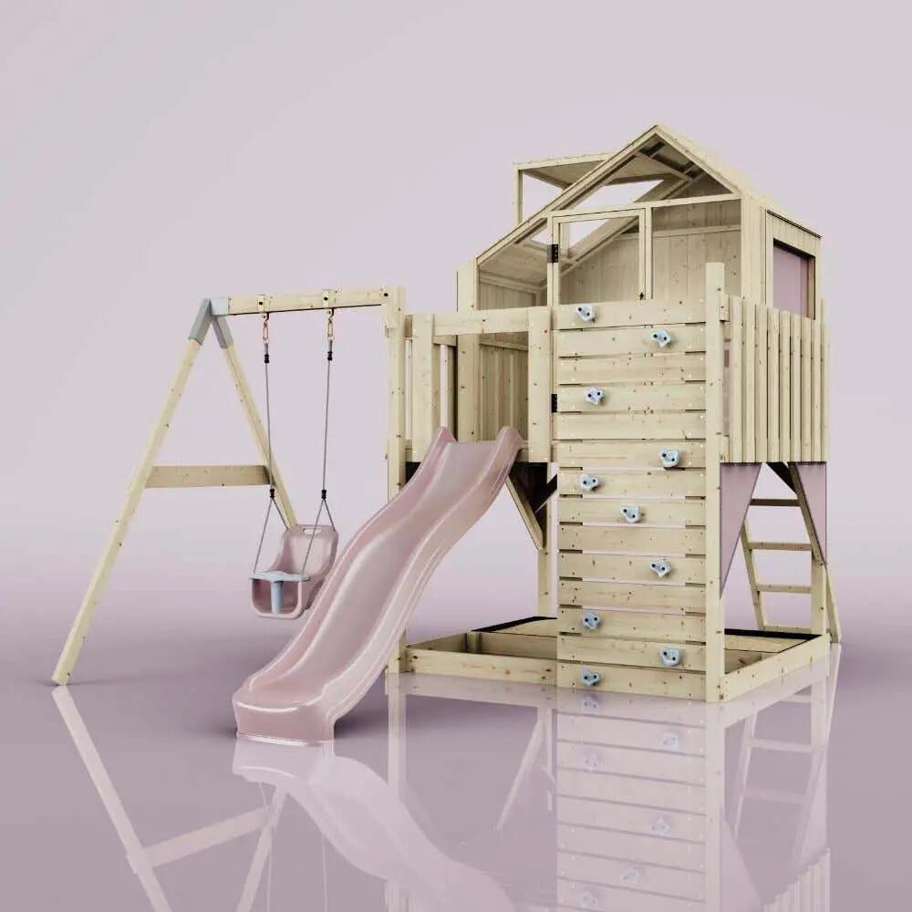 Spielturm Madita mit Babyschaukel in Altrosa - 414 × 308 × 291 cm 3/6