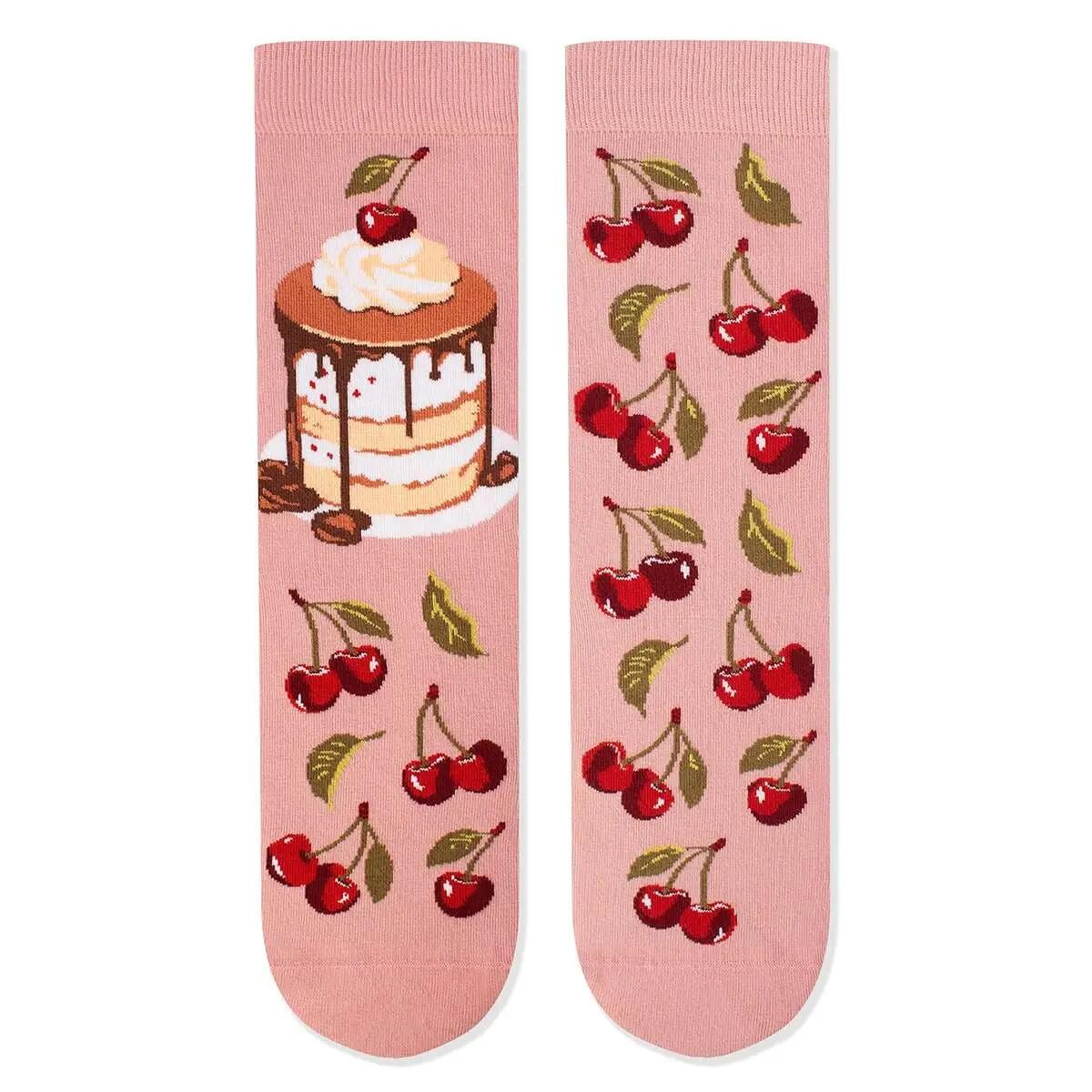 Șosete bumbac Arty Socks cu Cireșe Roz - Imagine 1