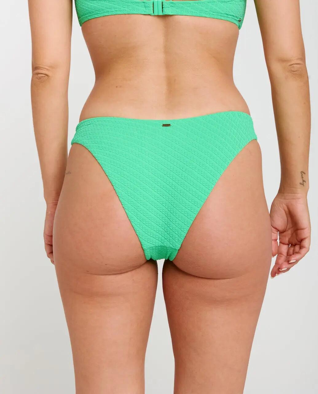 Cueca de biquíni Mulher taille haute tanga Custom Rib - Green 4/7