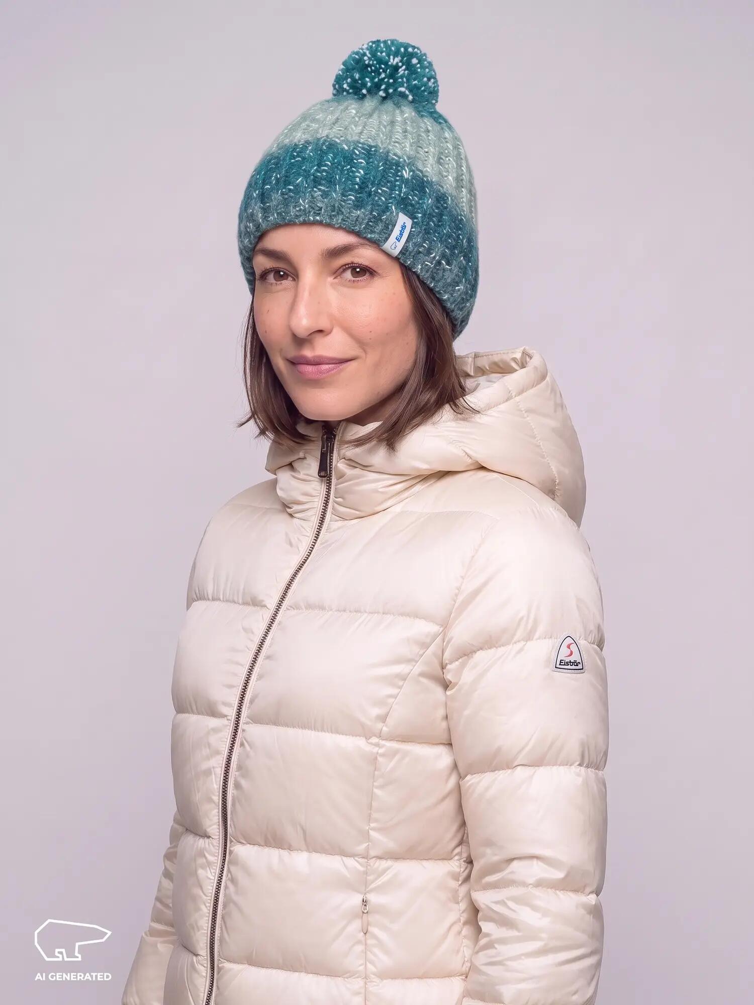 Damen Outdoor Bommelmütze wärmend, Zenta OS Pompon Grün 4/5
