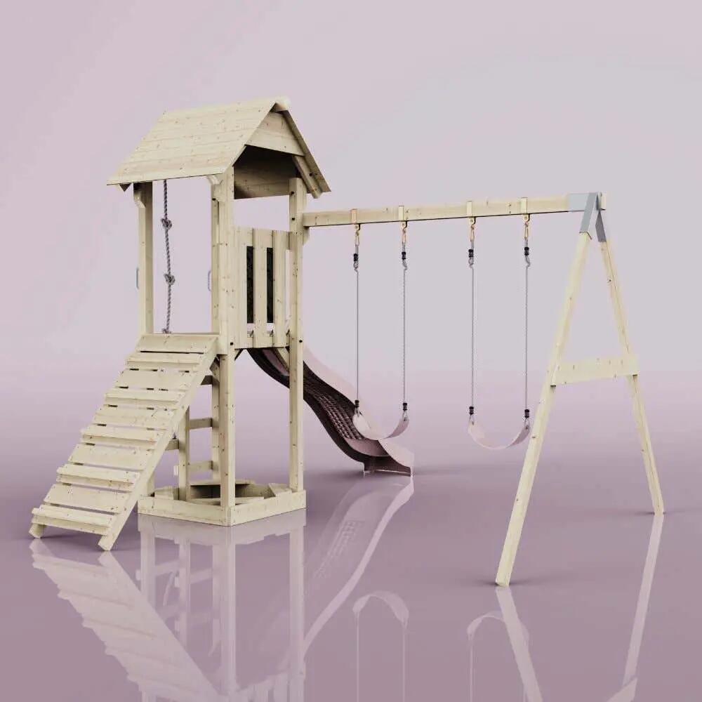 Spielturm Vimmerby mit Kinderschaukel in Altrosa - 357 × 305 × 273 cm 6/6