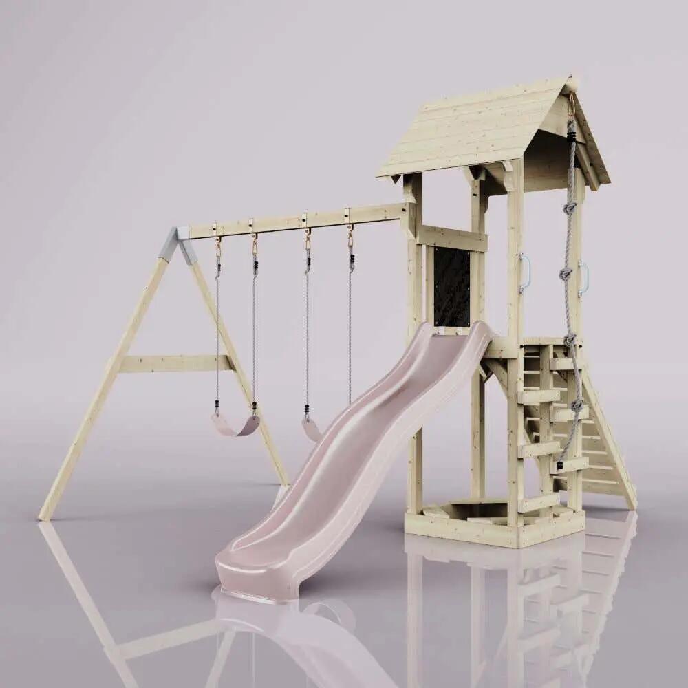 Spielturm Vimmerby mit Kinderschaukel in Altrosa - 357 × 305 × 273 cm 3/6