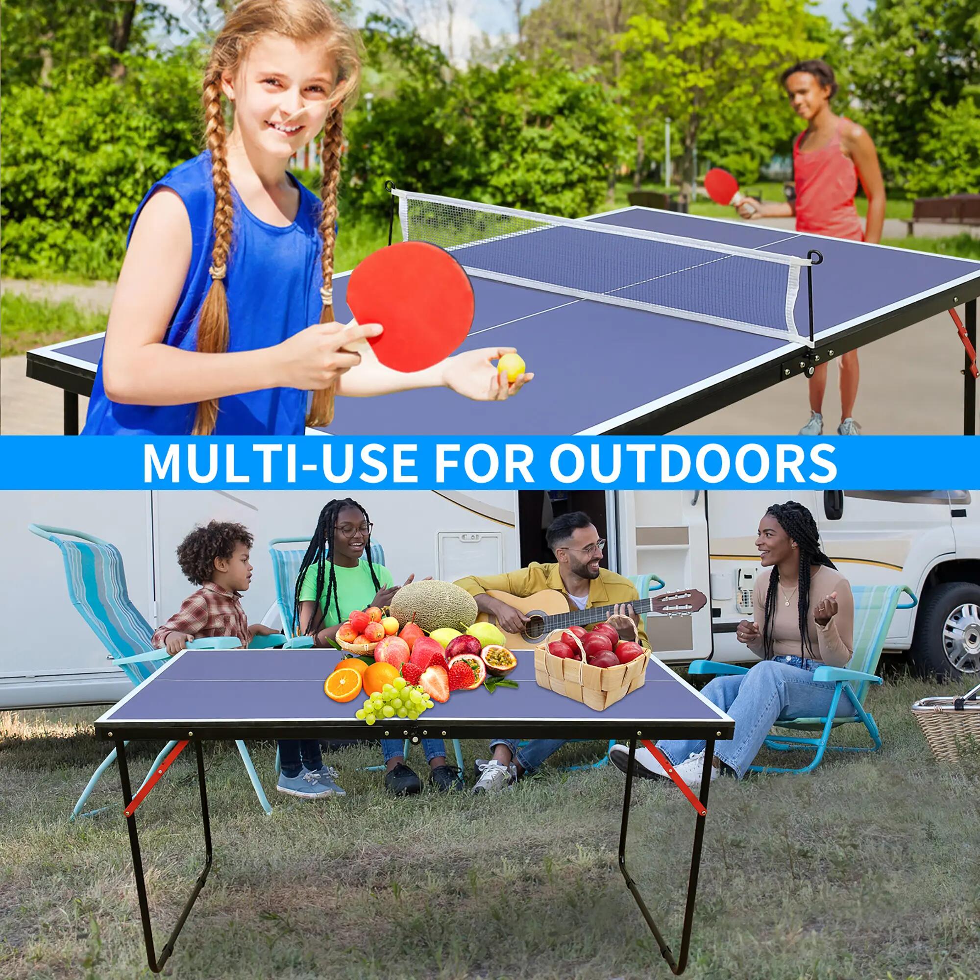Table de ping-pong avec filet et raquettes, pliable pour une utilisation intérie 8/8