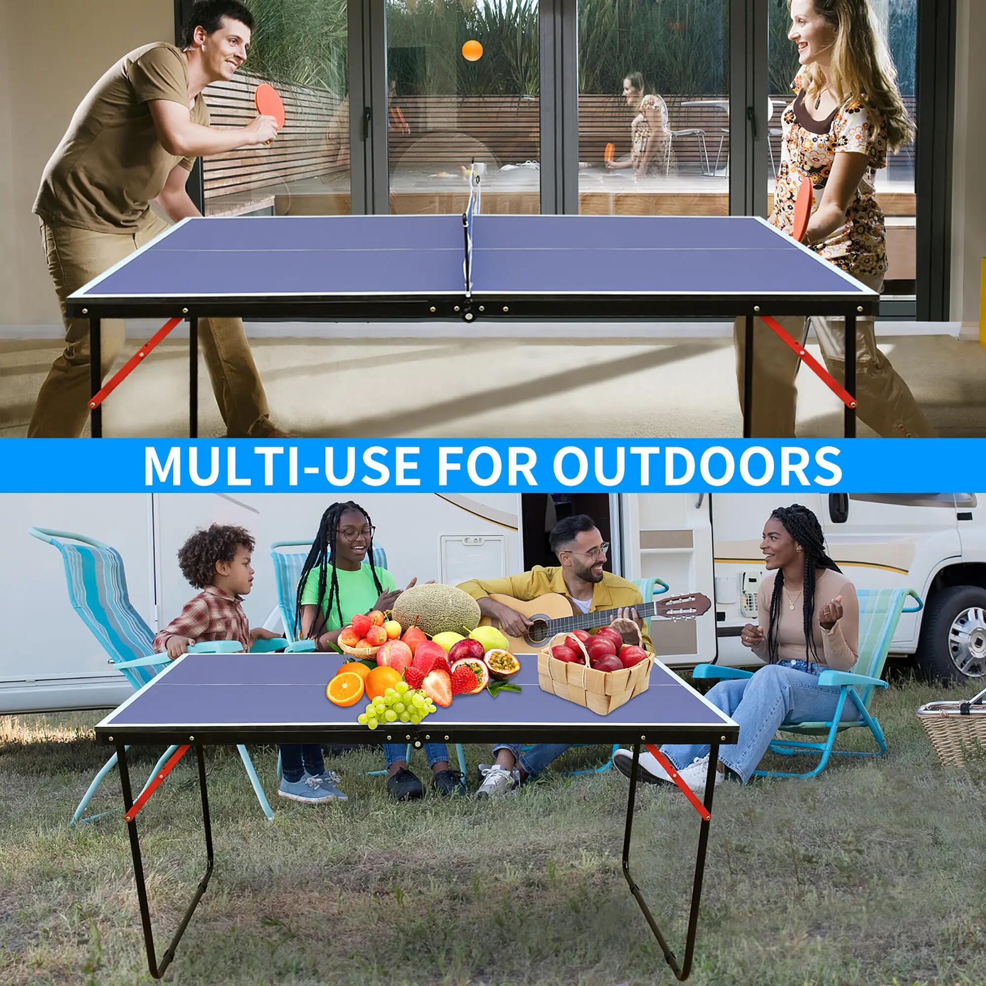 Table de ping-pong avec filet et raquettes, pliable pour une utilisation intérie 7/8