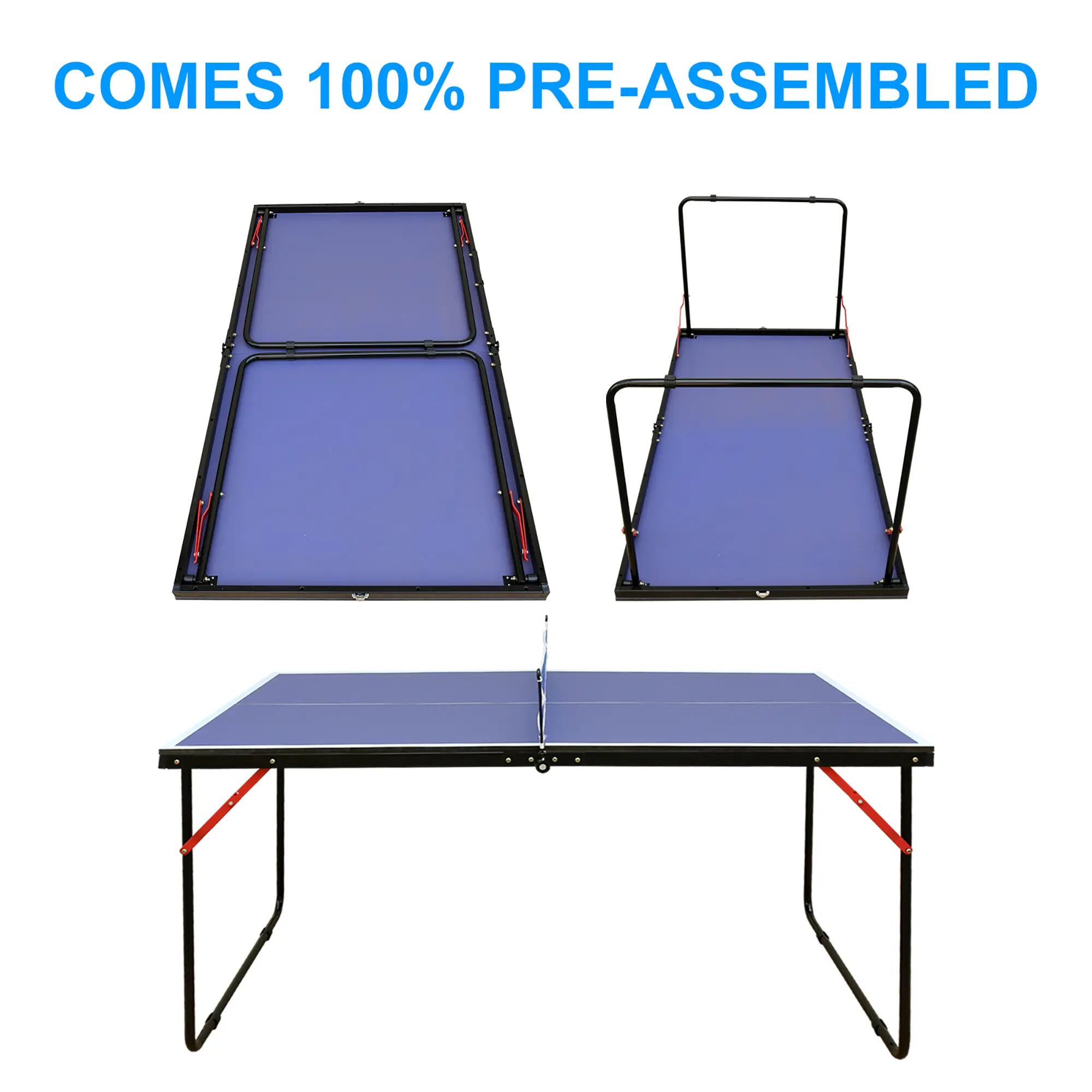 Table de ping-pong avec filet et raquettes, pliable pour une utilisation intérie 5/8