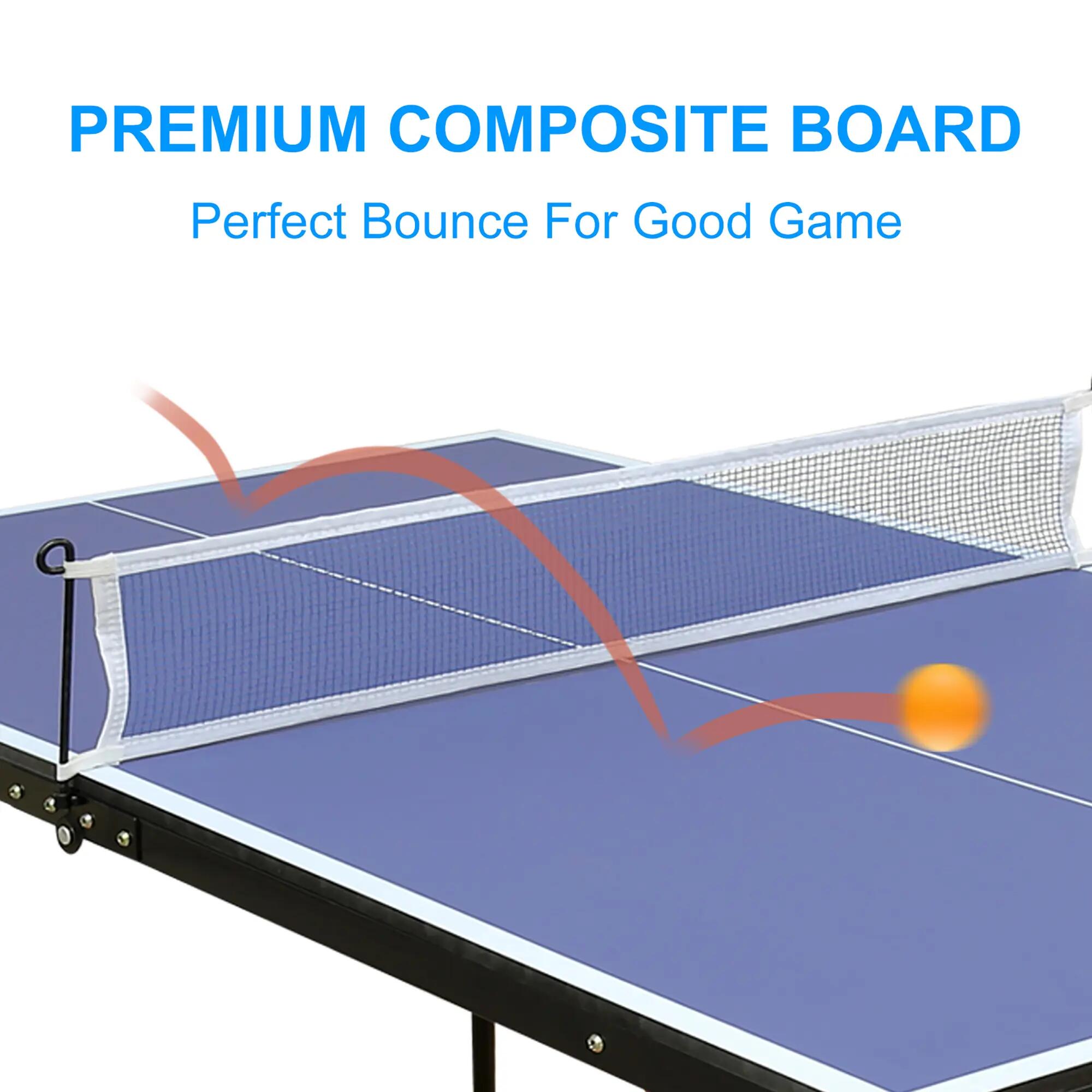 Table de ping-pong avec filet et raquettes, pliable pour une utilisation intérie 4/8