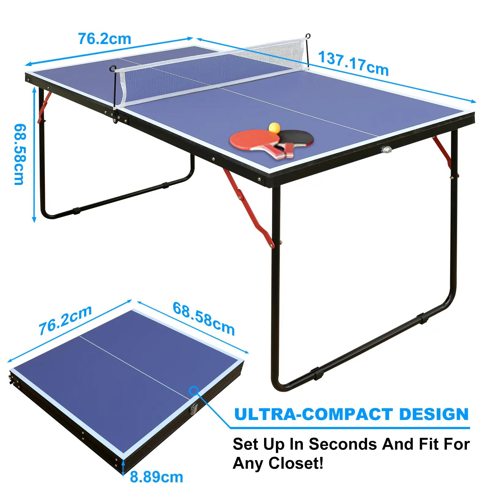 Table de ping-pong avec filet et raquettes, pliable pour une utilisation intérie 2/8