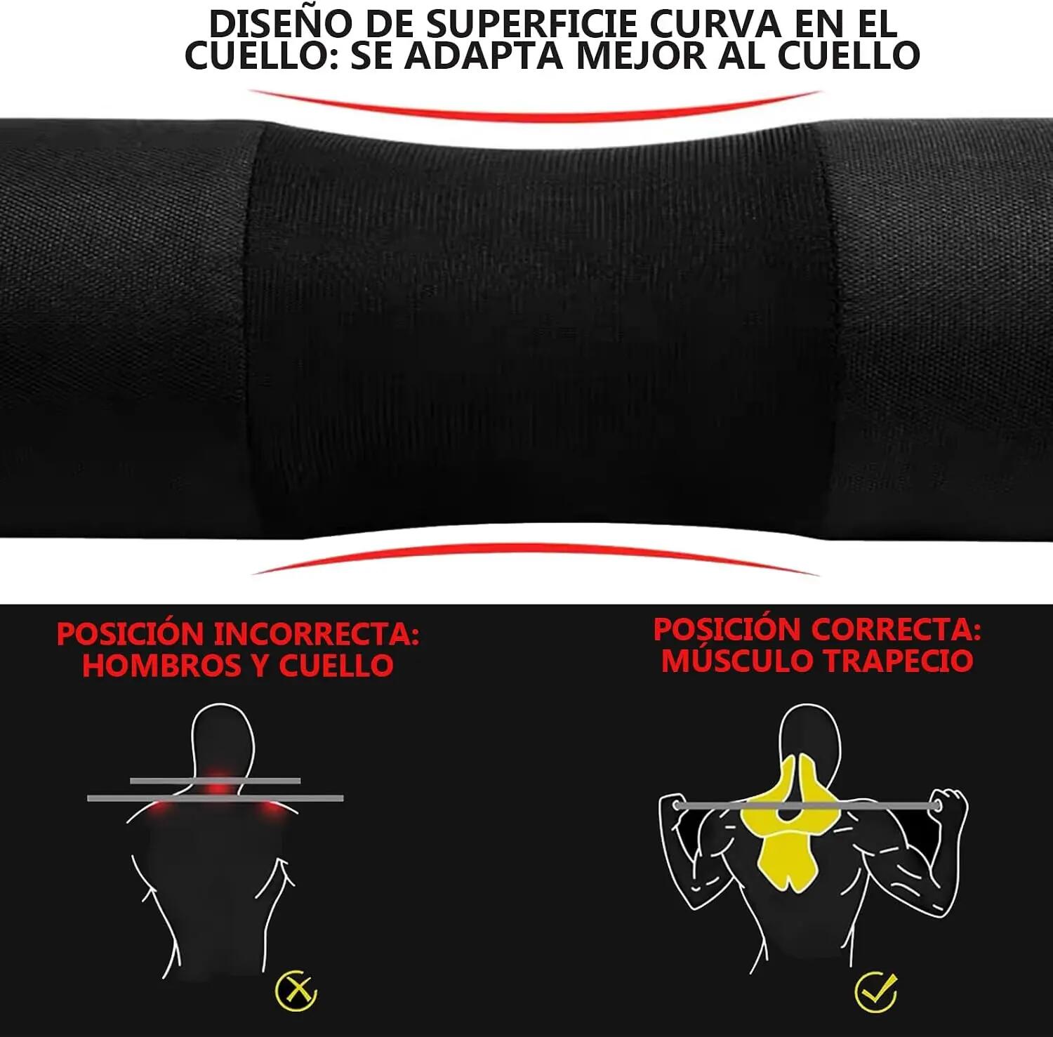 Protector Barra de Pesas Acolchado 44 cm 50 mm Hip Thrust y Sentadillas Negro 4/5