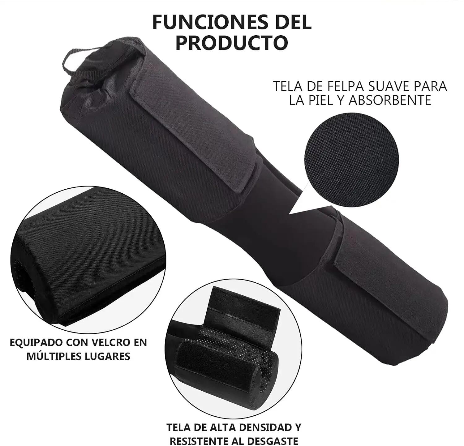 Protector Barra de Pesas Acolchado 44 cm 50 mm Hip Thrust y Sentadillas Negro 2/5