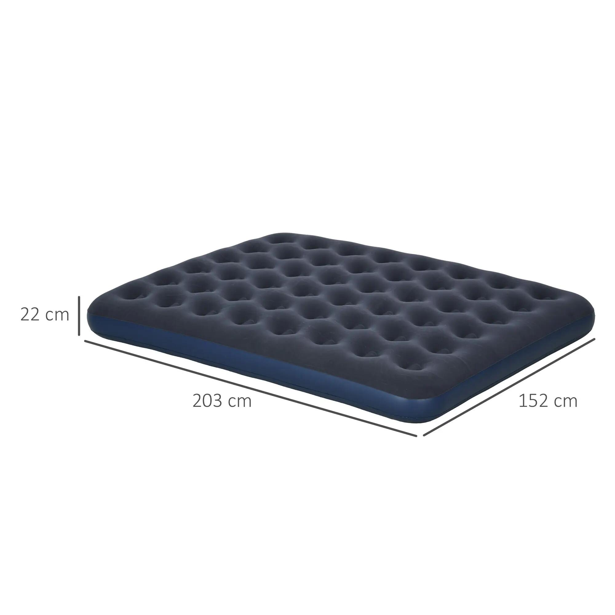 Matelas gonflable double avec gonfleur manuel surface floquée bleu 3/5
