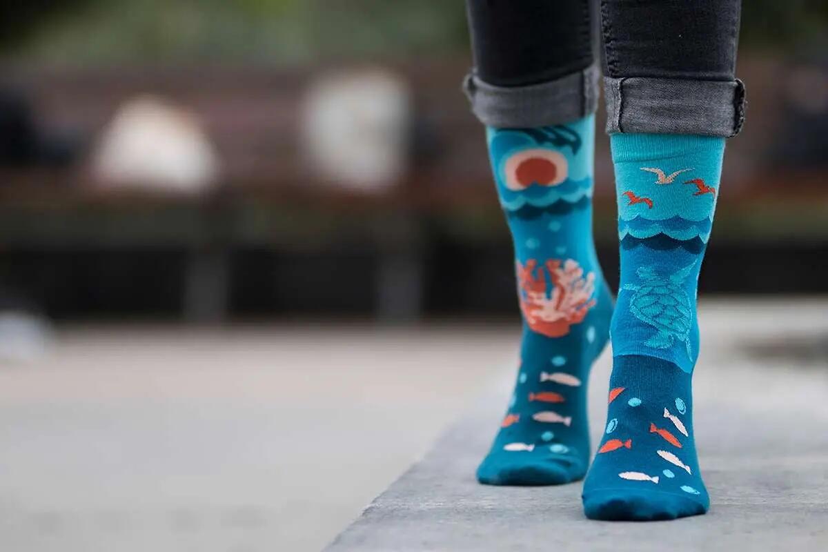 Sosete din bumbac organic Arty Socks Ocean Albastru deschis 5/5