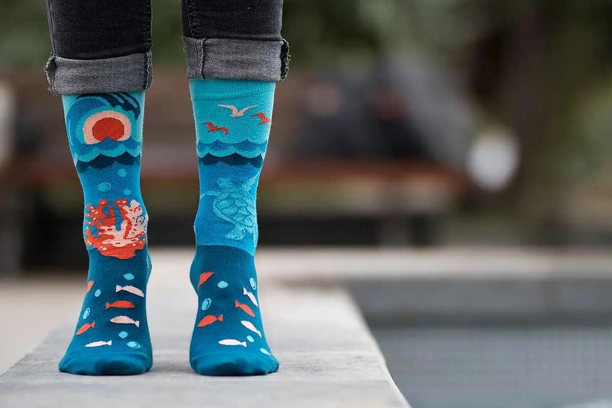 Sosete din bumbac organic Arty Socks Ocean Albastru deschis 4/5