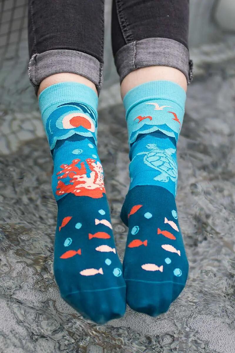 Arty Socks Ocean világoskék organikus pamut zokni 3/5