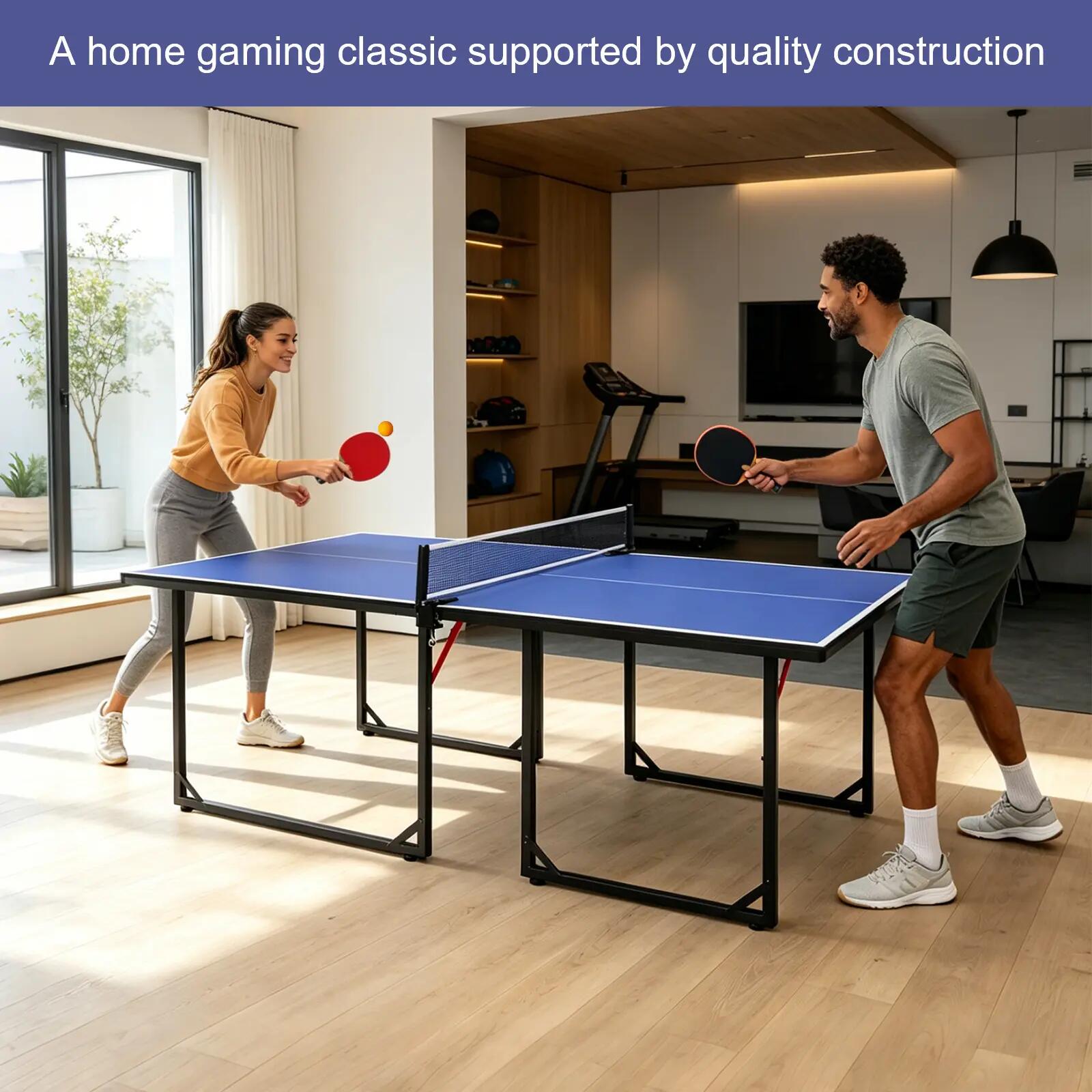 Table de ping-pong de taille moyenne (1,83 m), pliable et portable, avec filet, 8/9