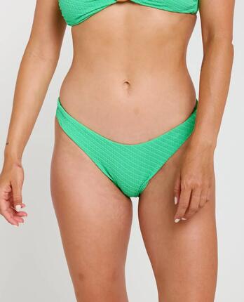 Bas de maillot de bain Femme taille haute tanga Custom Rib - Green
