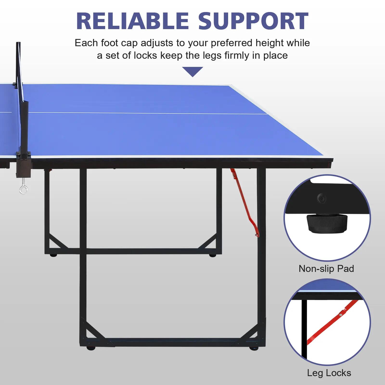Table de ping-pong de taille moyenne (1,83 m), pliable et portable, avec filet, 3/9