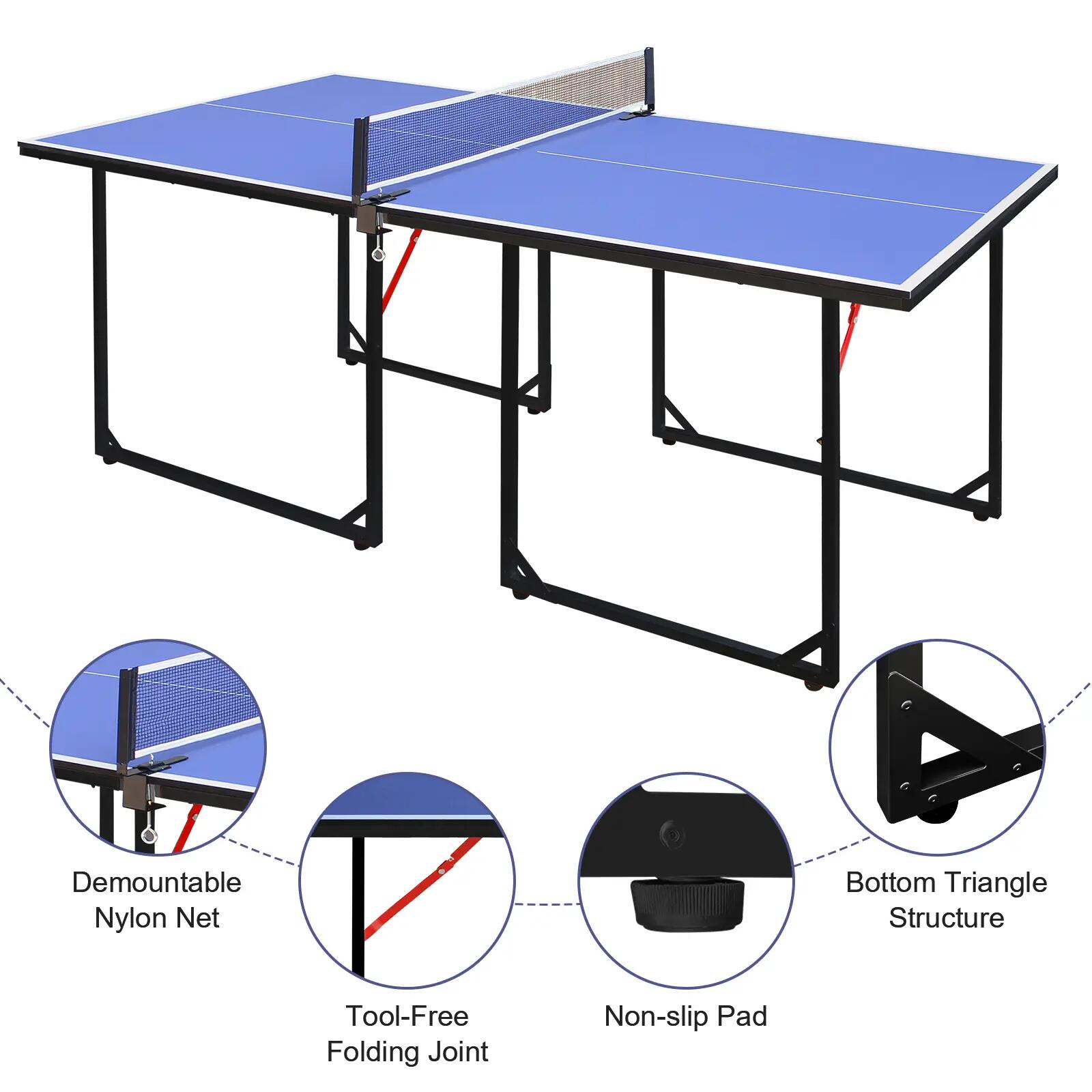 Table de ping-pong de taille moyenne (1,83 m), pliable et portable, avec filet, 2/9