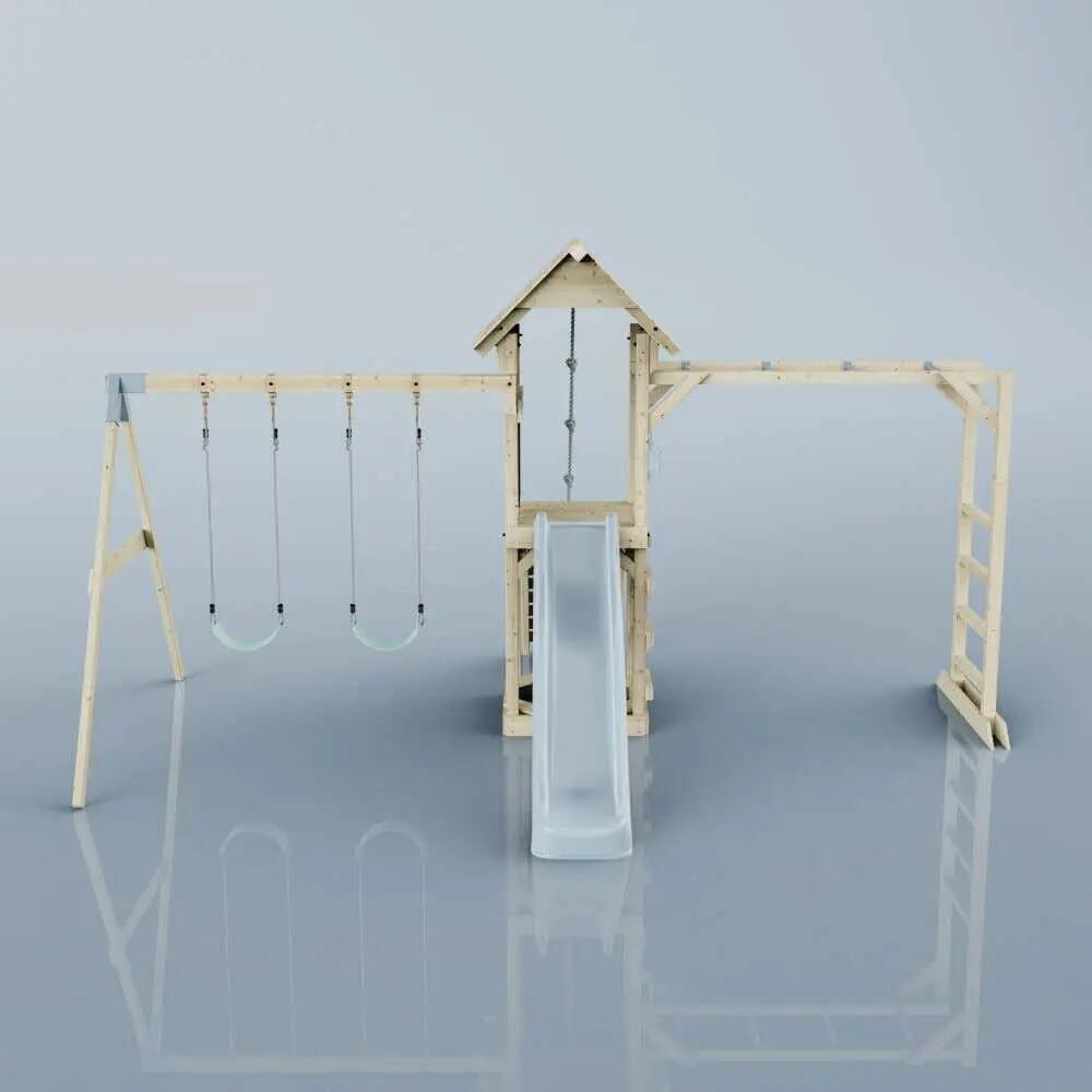 Spielturm Örebro mit Kinderschaukel in Eisblau - 358 × 491 × 275 cm 2/6