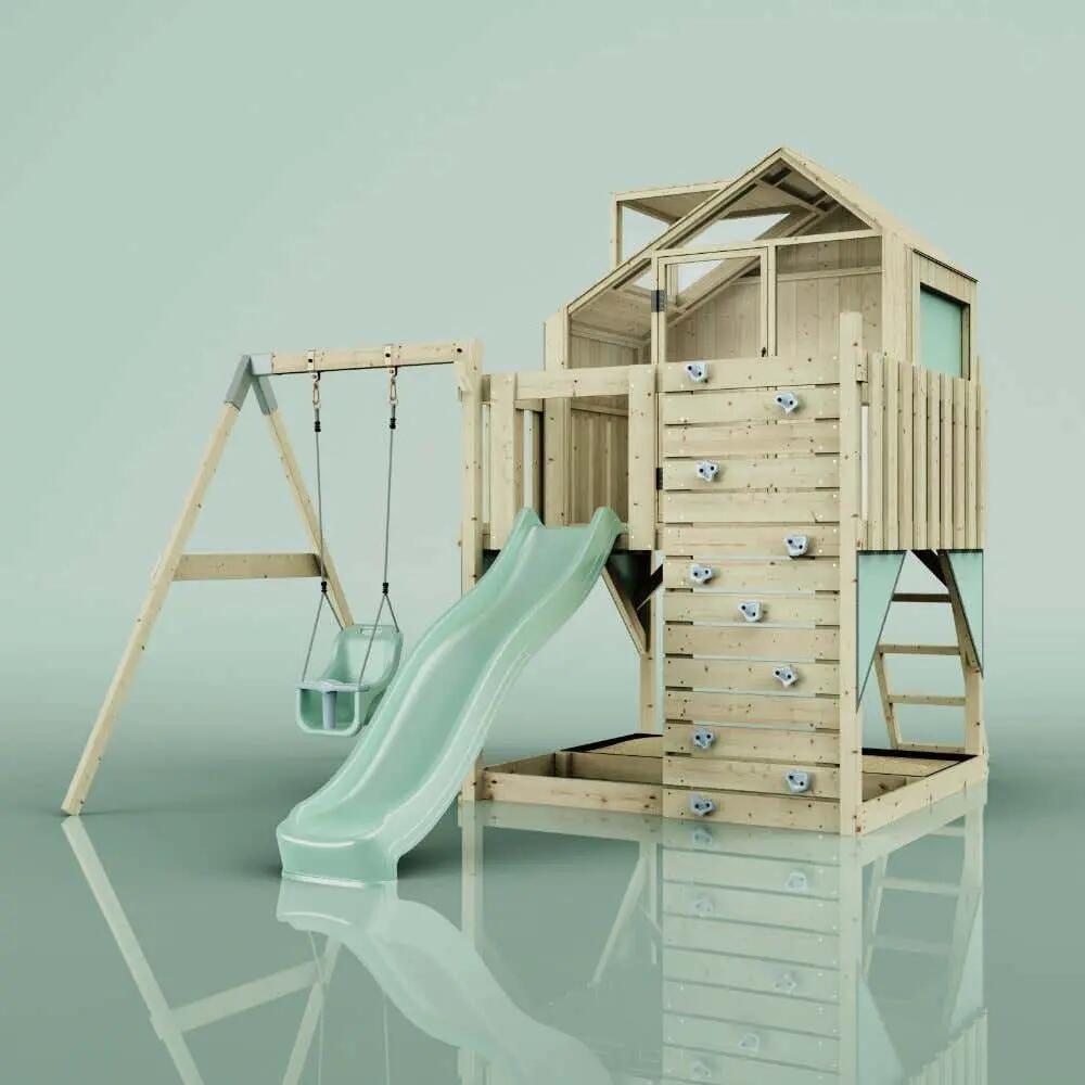 Spielturm Madita mit Babyschaukel in Mintgrün - 414 × 308 × 291 cm 3/6