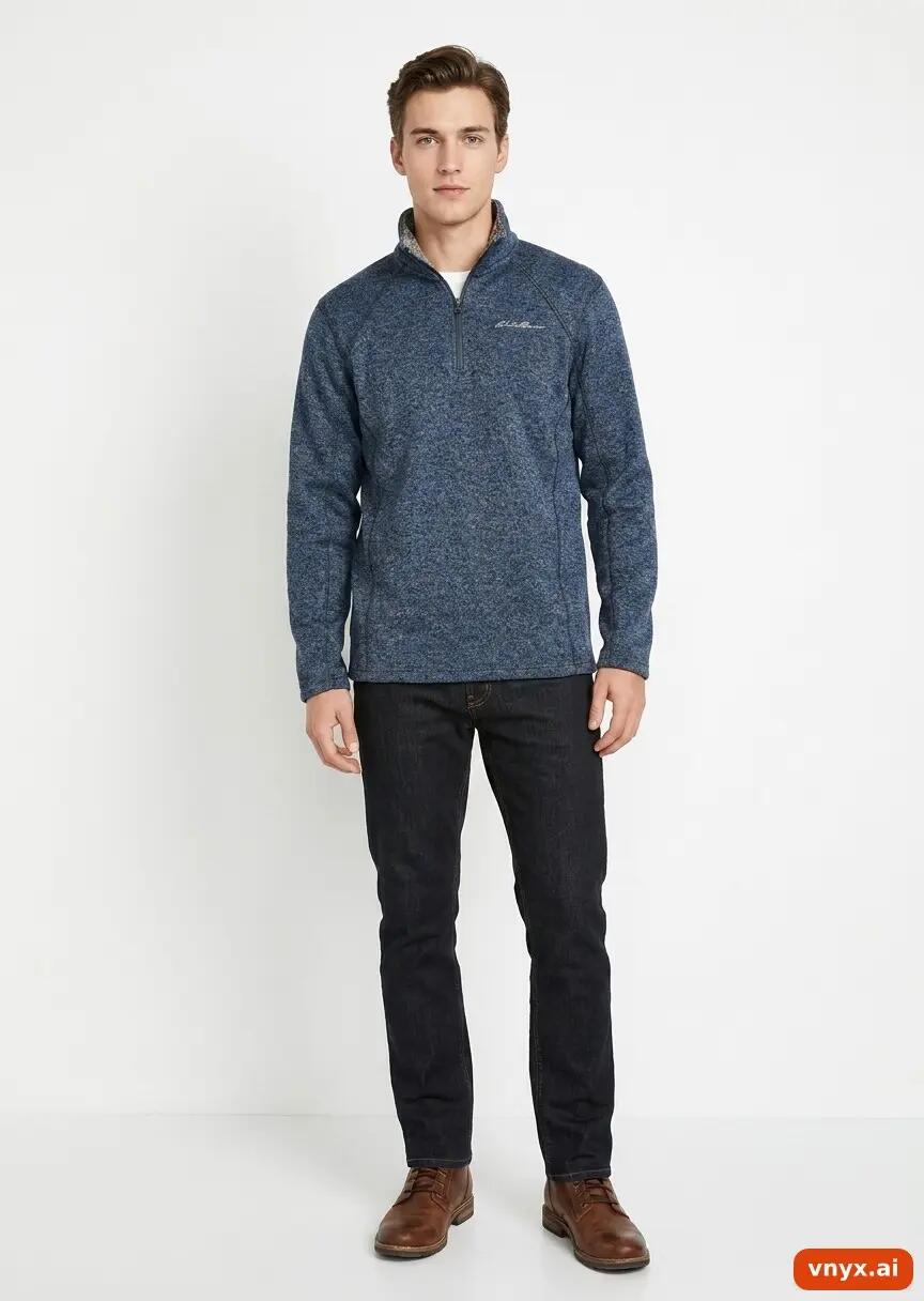 Second Life - Vintage Eddie Bauer Blue Fleece Pullover Men S 2/5