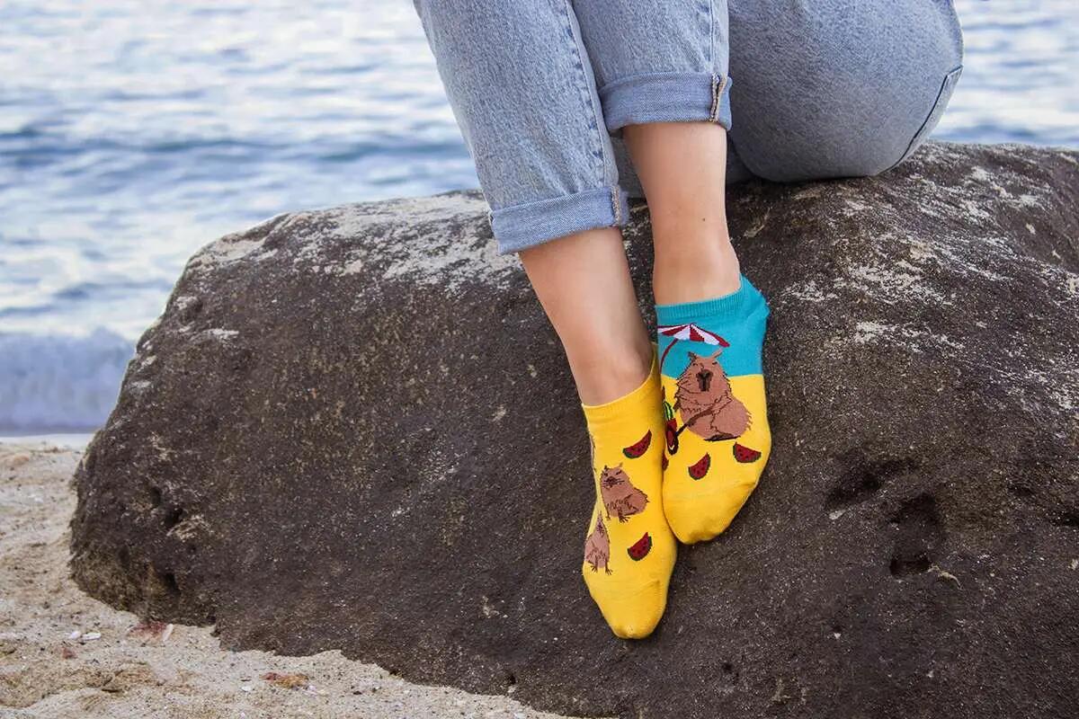 Șosete scurte bumbac Arty Socks cu Capibara la Plajă 6/6
