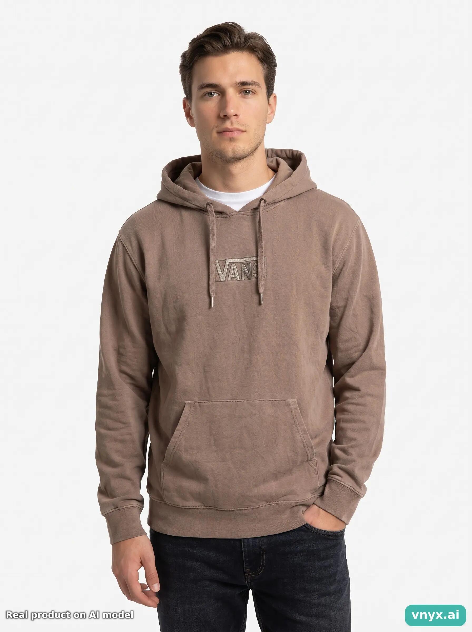 Second Life - Vintage Vans Neutral Taupe Hoodie Men M 5/5
