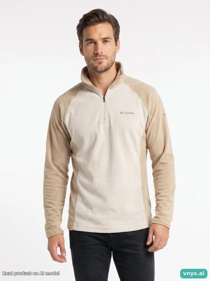 Second Life - Vintage Columbia Sportswear Beige Fleece Pullover Men M