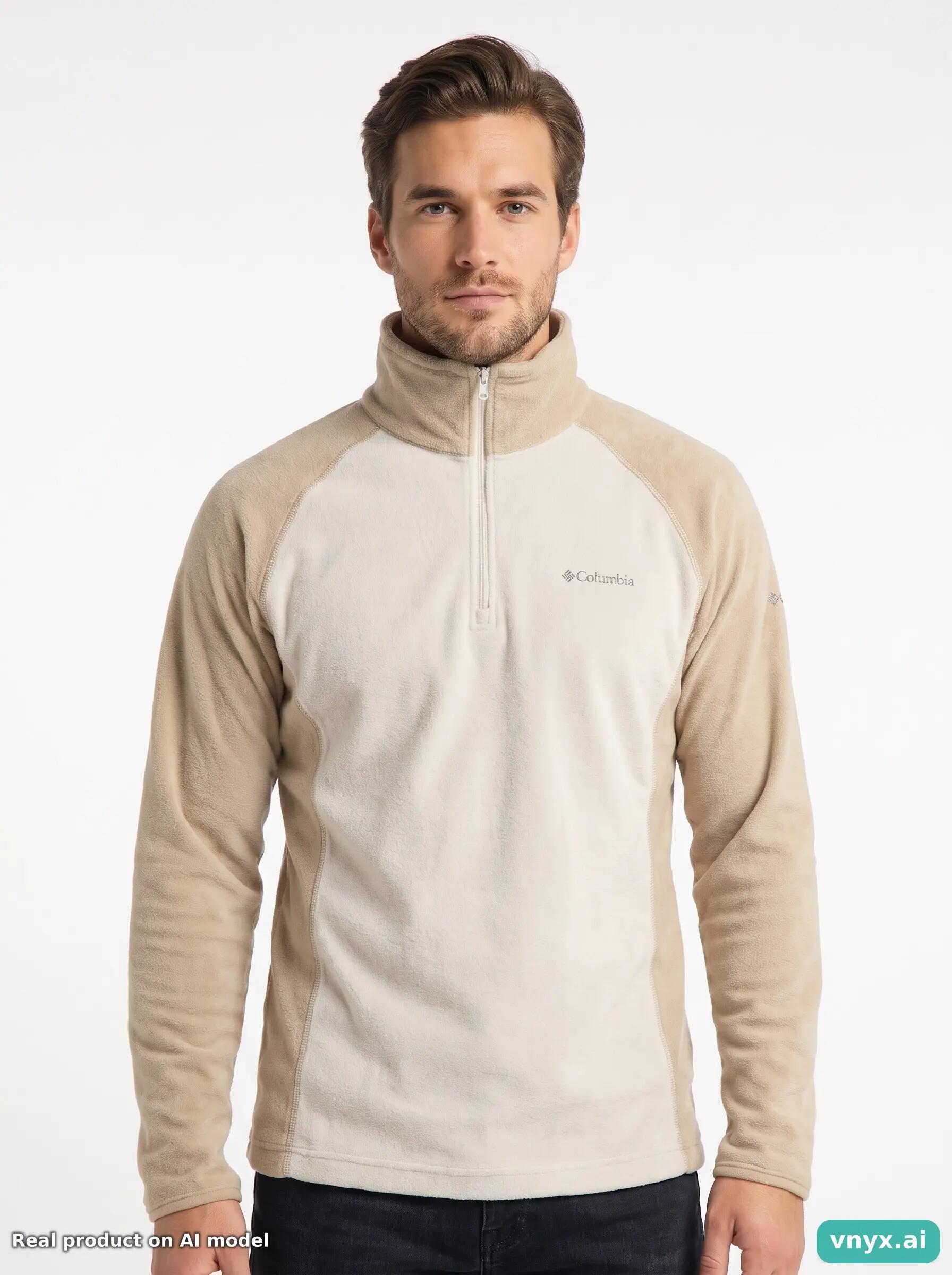 Second Life - Vintage Columbia Sportswear Beige Fleece Pullover Men M 5/5
