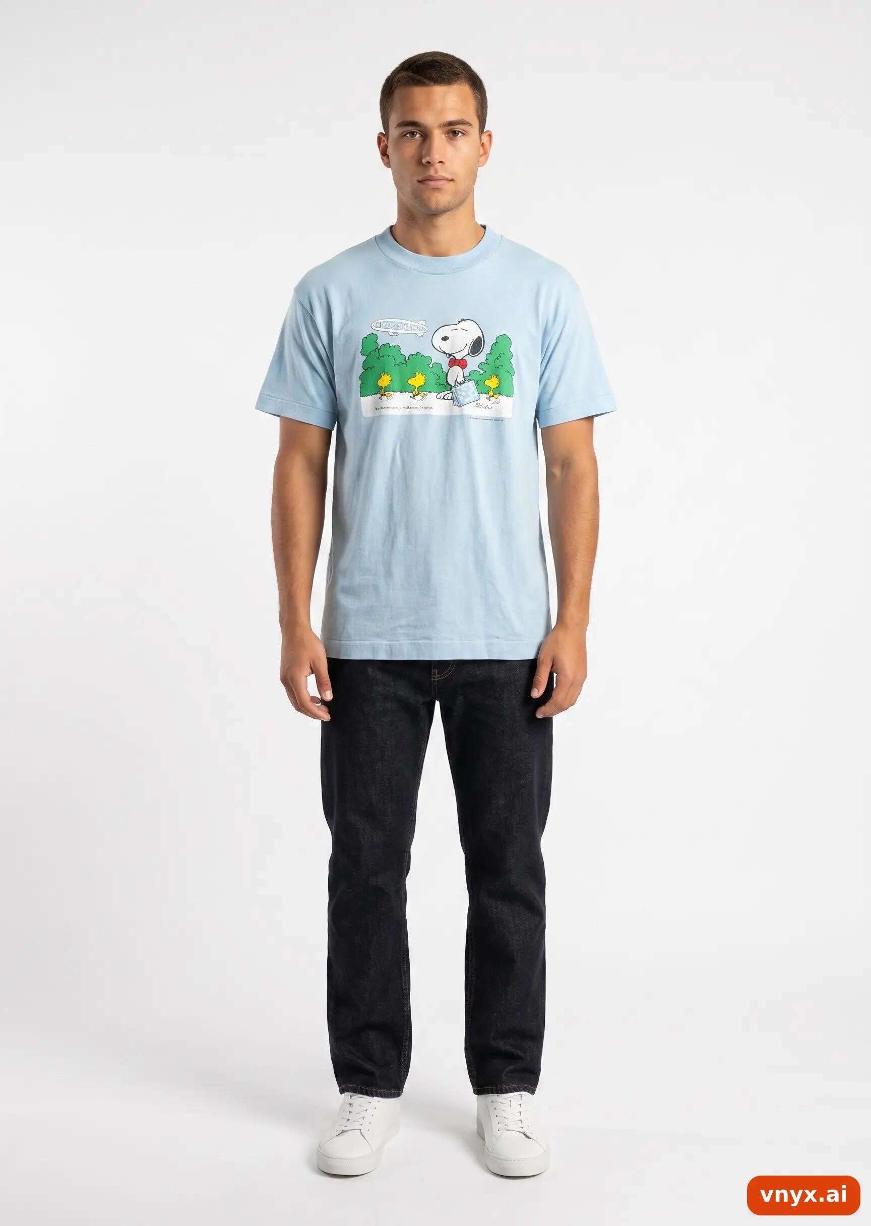 Second Life - Vintage Fruit of the Loom Soft Blue T-Shirt Men L 3/5