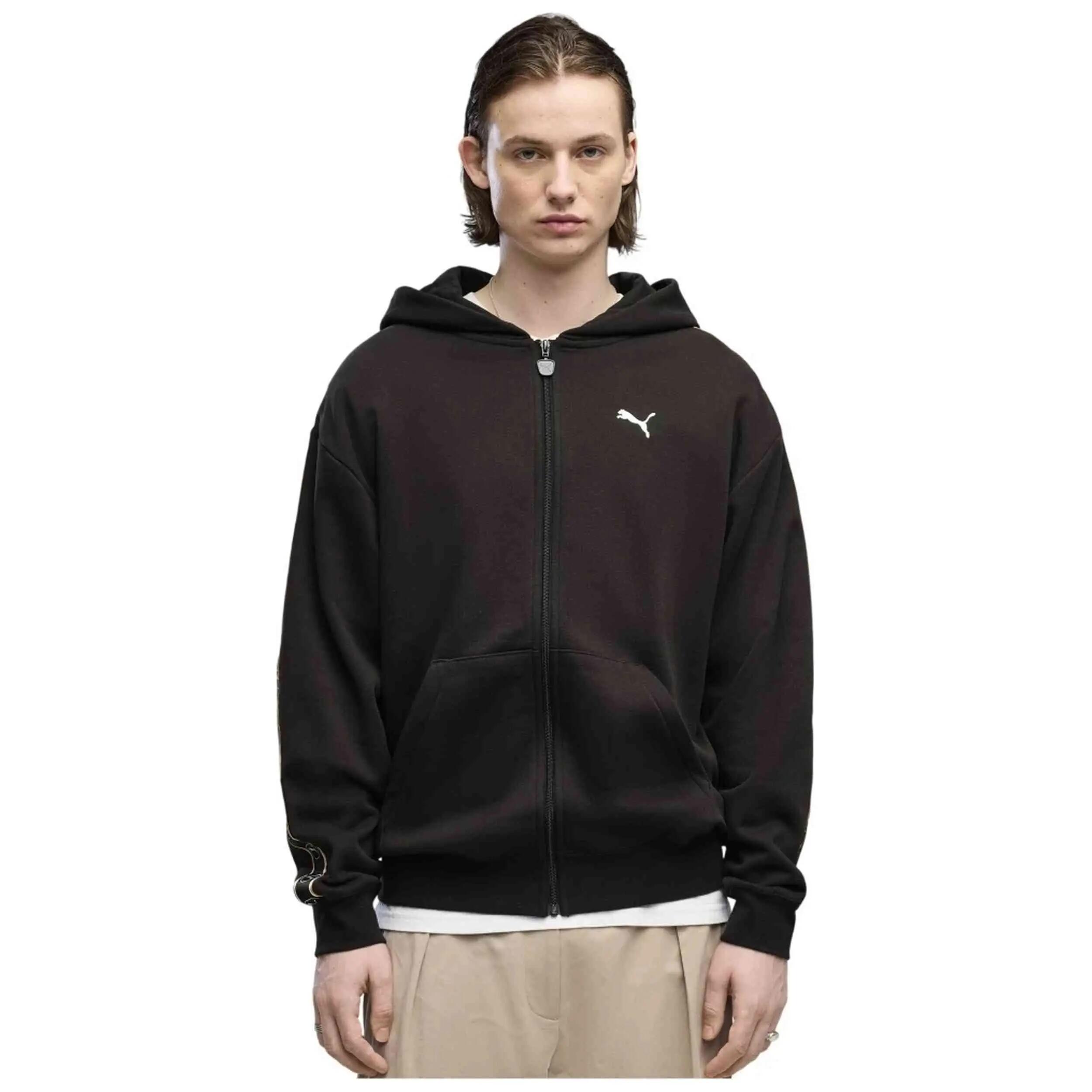 Hoodie Puma model Essentials Elevated Tape "Negro" voor mannen 3/4