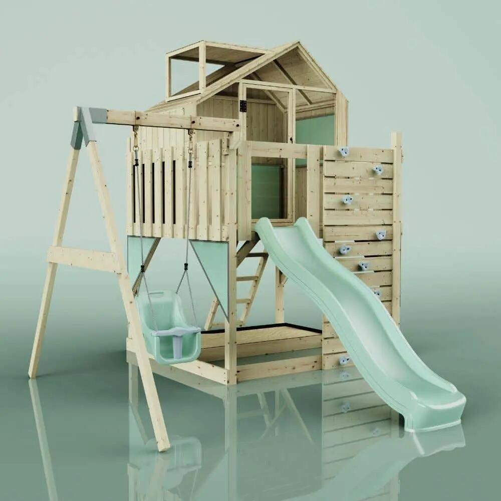 Spielturm Anika mit Babyschaukel in Mintgrün - 415 × 399 × 291 cm 6/6