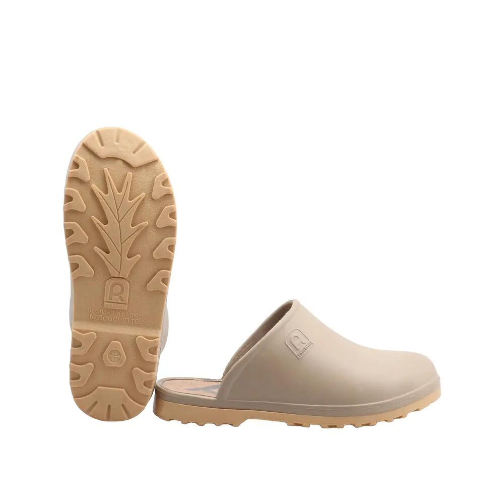 Sabots Rouchette Soft Taupe — 100% EVA, leve e antiderrapante 3/4