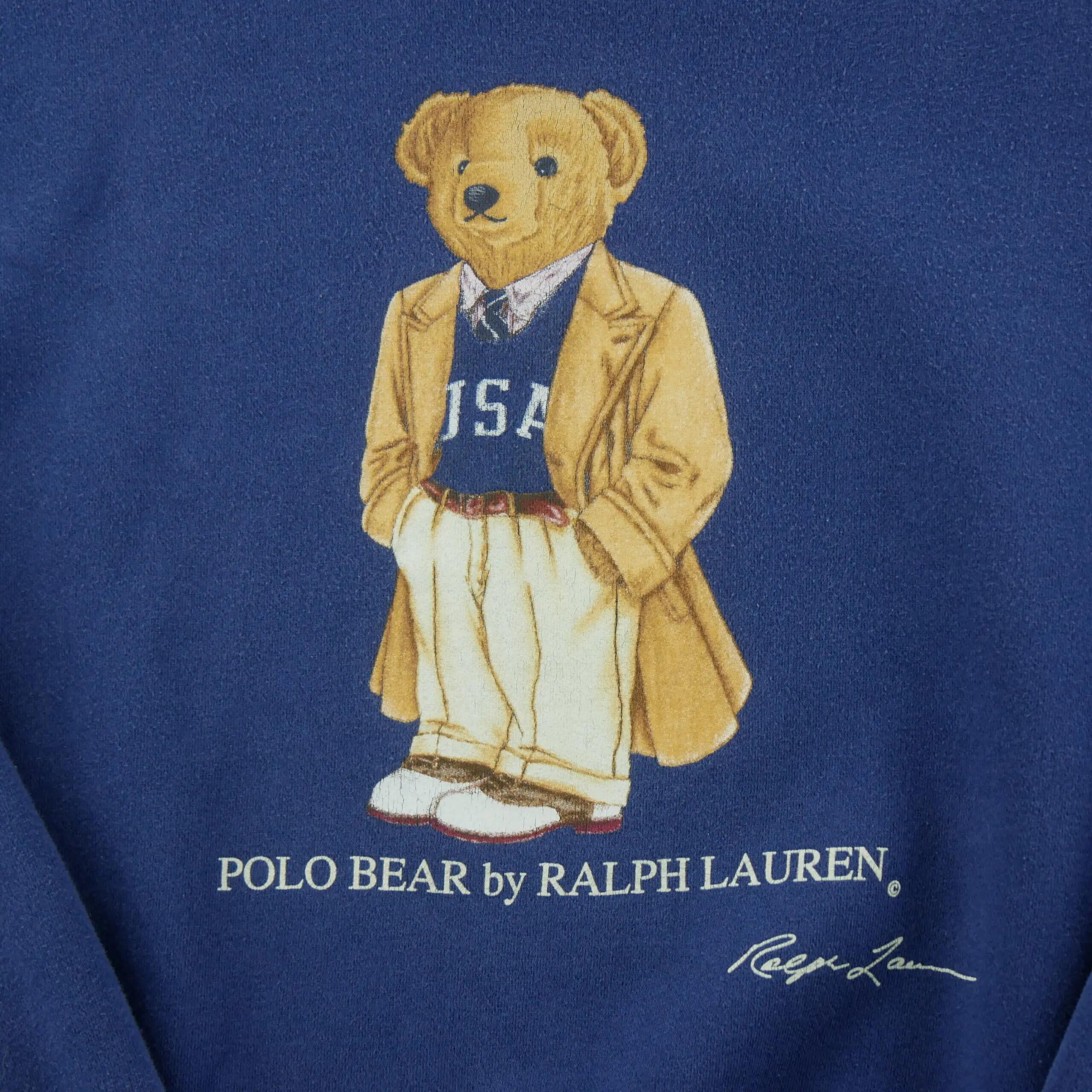 Second life - Bluza męska Polo Bear USA Y2K morska - Stan dobry 3/8