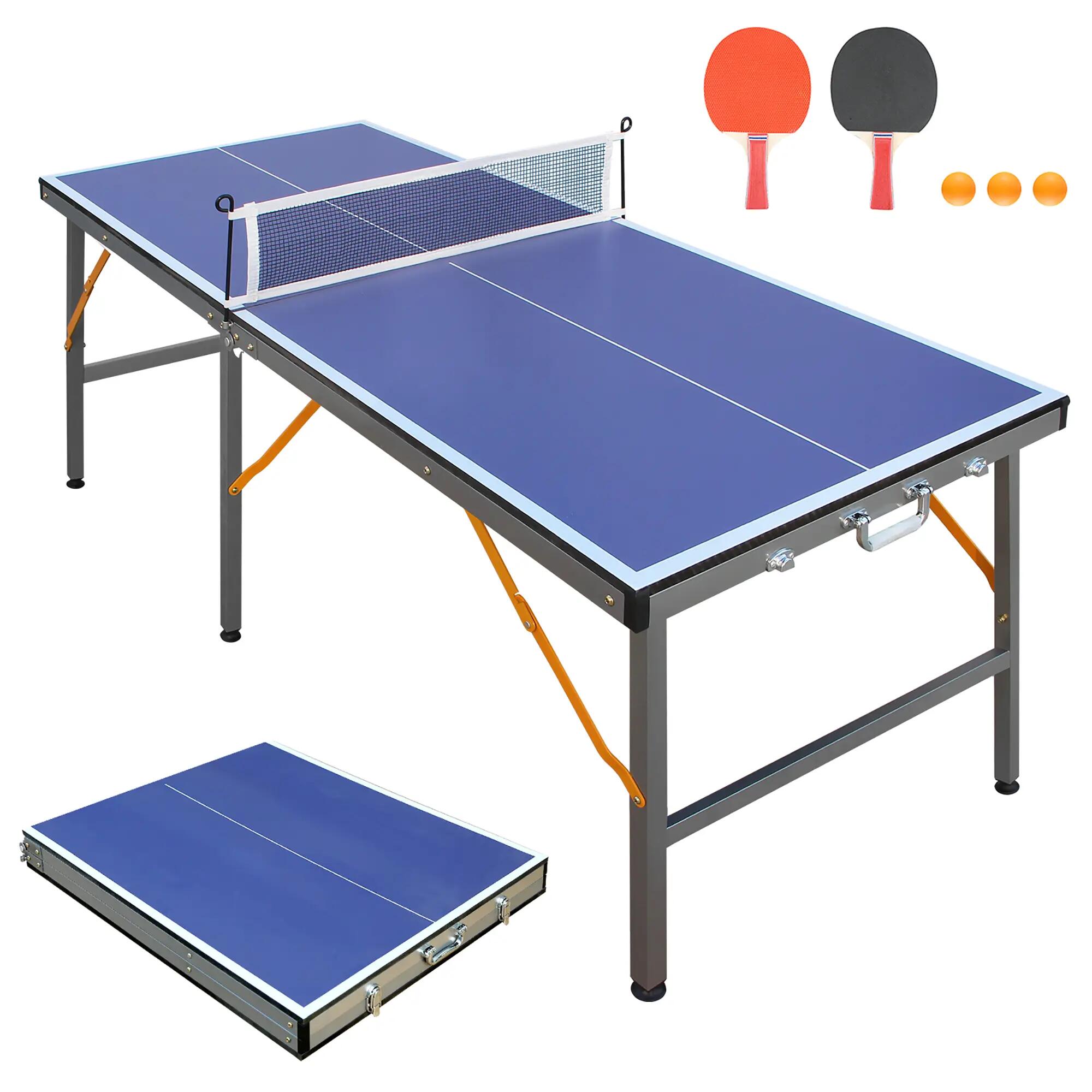 Table de ping-pong pliable avec filet et raquettes, idéale pour une utilisation 2/8