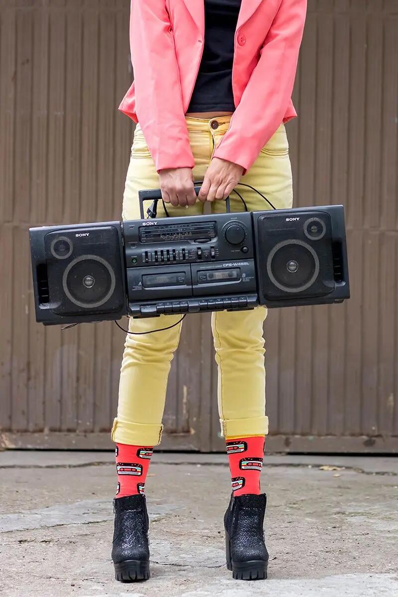 Bio pamut zokni COLOUR COTTON Retro Cassette 4/8