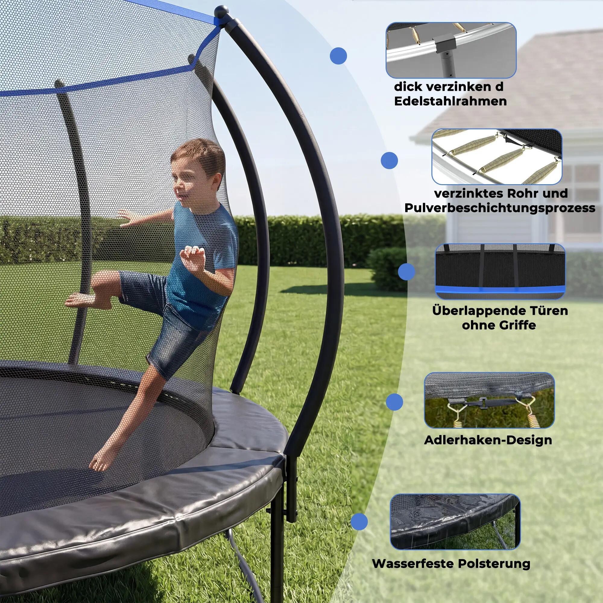 Trampoline rond de 366 cm avec filet de sécurité et échelle, conforme à la norme 4/9