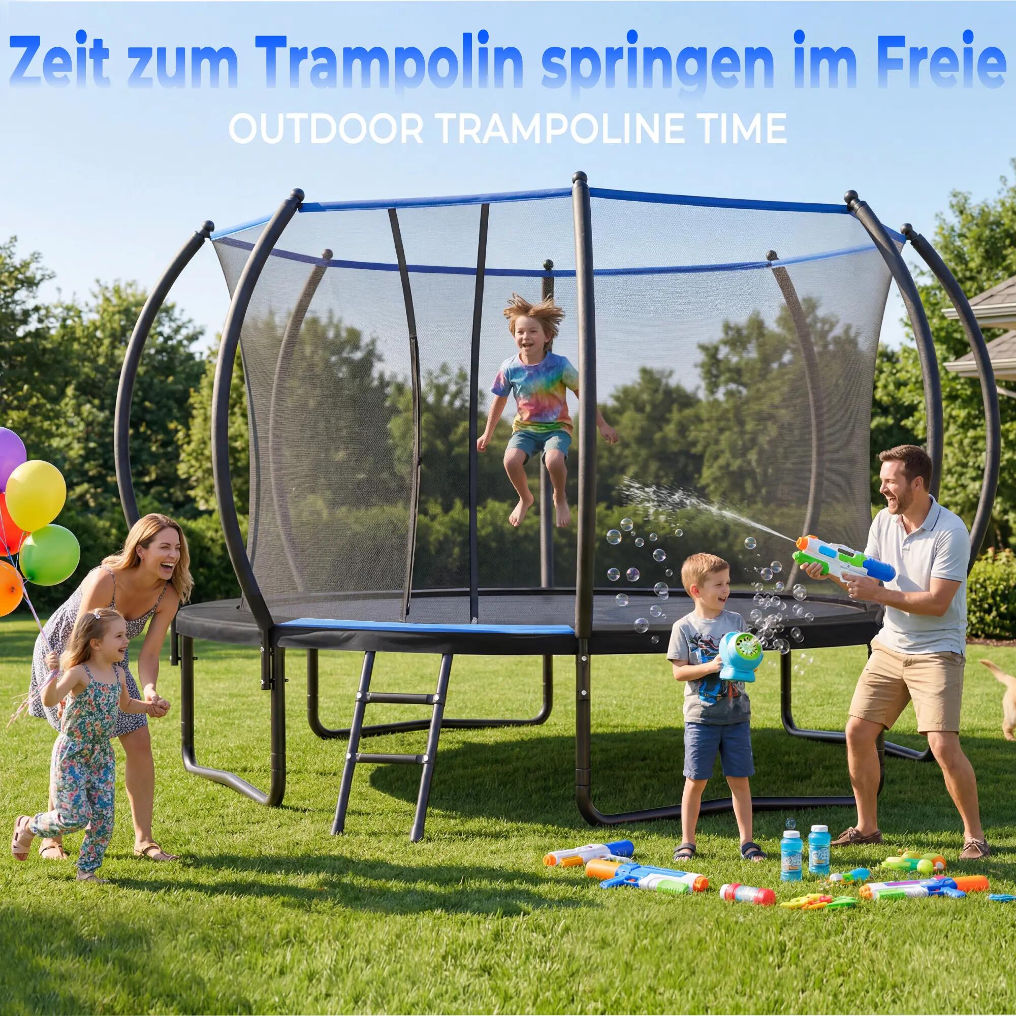 Trampoline rond de 366 cm avec filet de sécurité et échelle, conforme à la norme 3/9