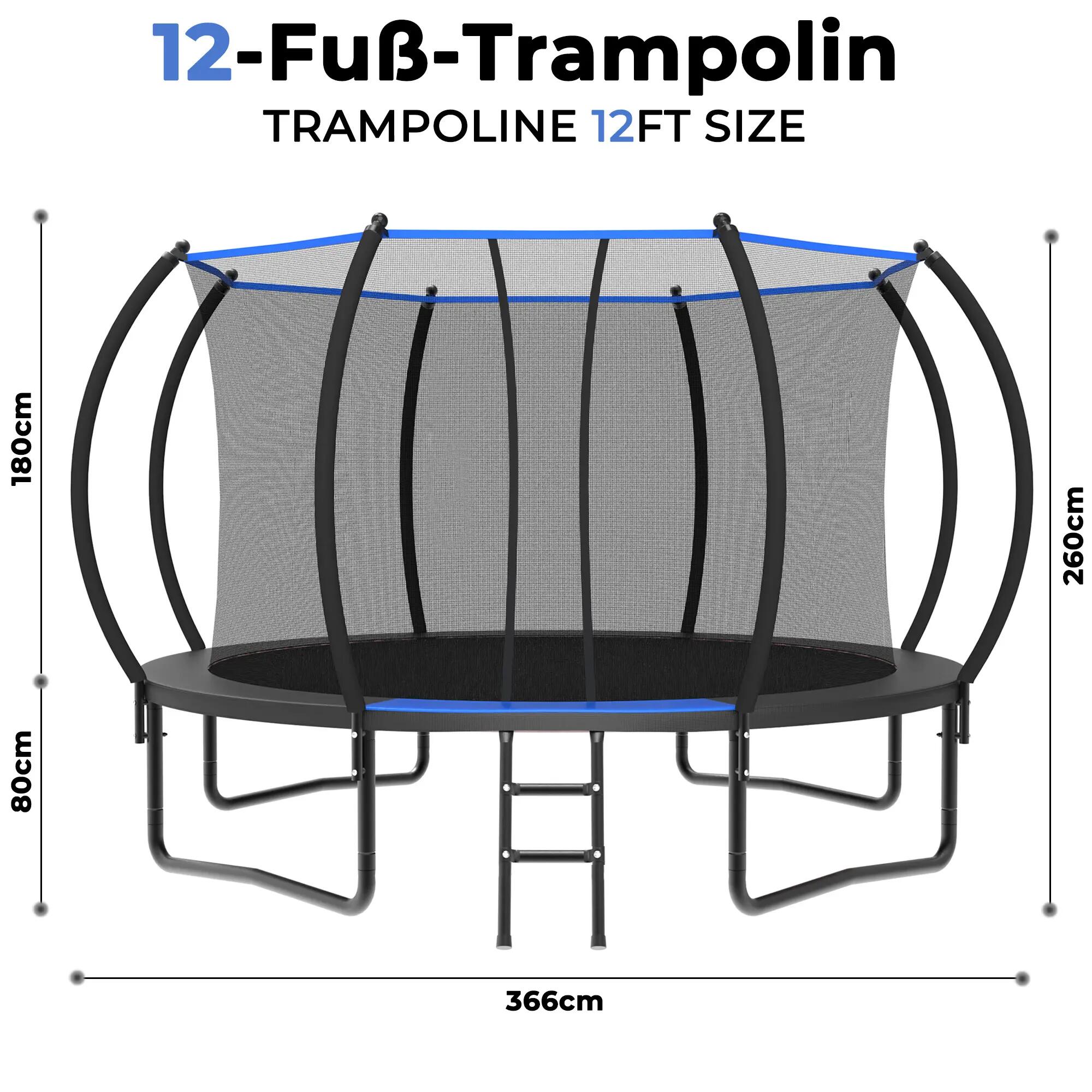 Trampoline rond de 366 cm avec filet de sécurité et échelle, conforme à la norme 2/9