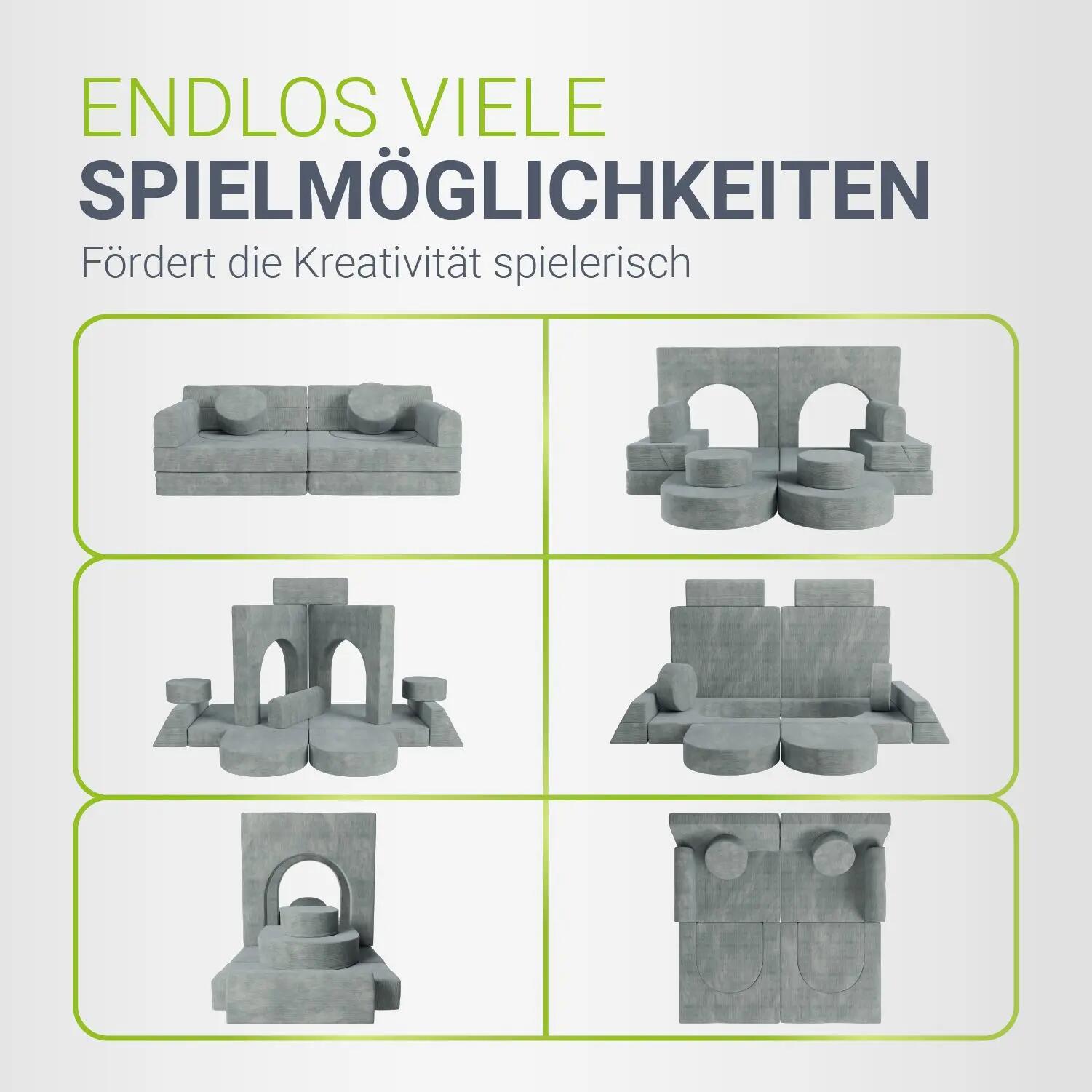 Kinder Spielsofa Kayo baubare Stapelsteine für Kinder grün 12tlg. 4/7
