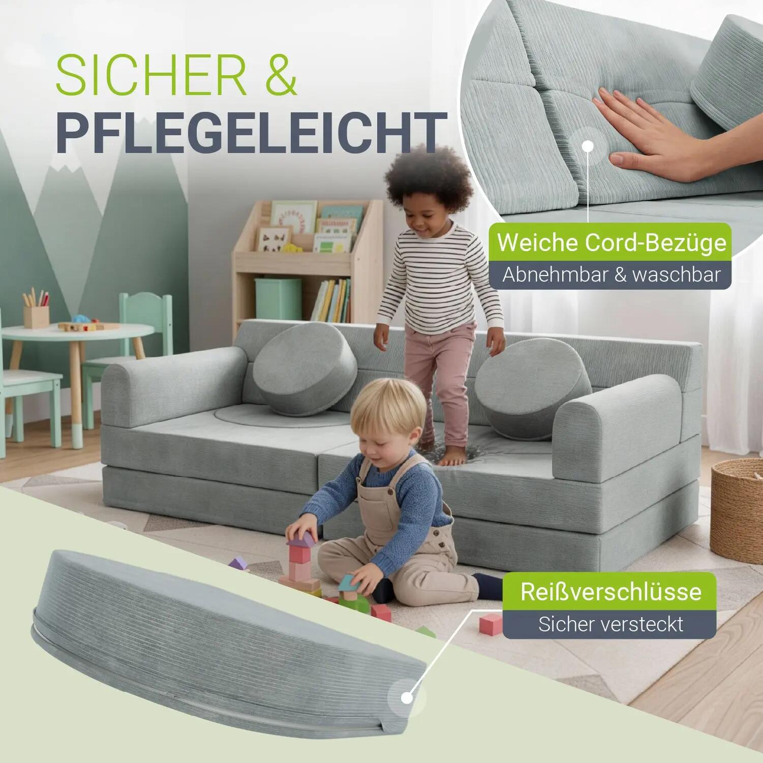 Kinder Spielsofa Kayo baubare Stapelsteine für Kinder grün 12tlg. 3/7