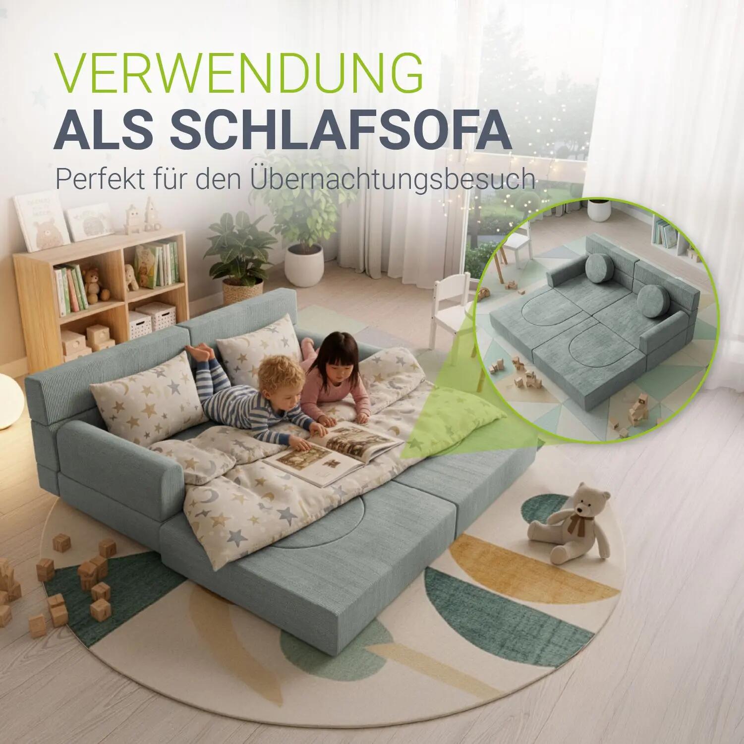 Kinder Spielsofa Kayo baubare Stapelsteine für Kinder grün 12tlg. 2/7