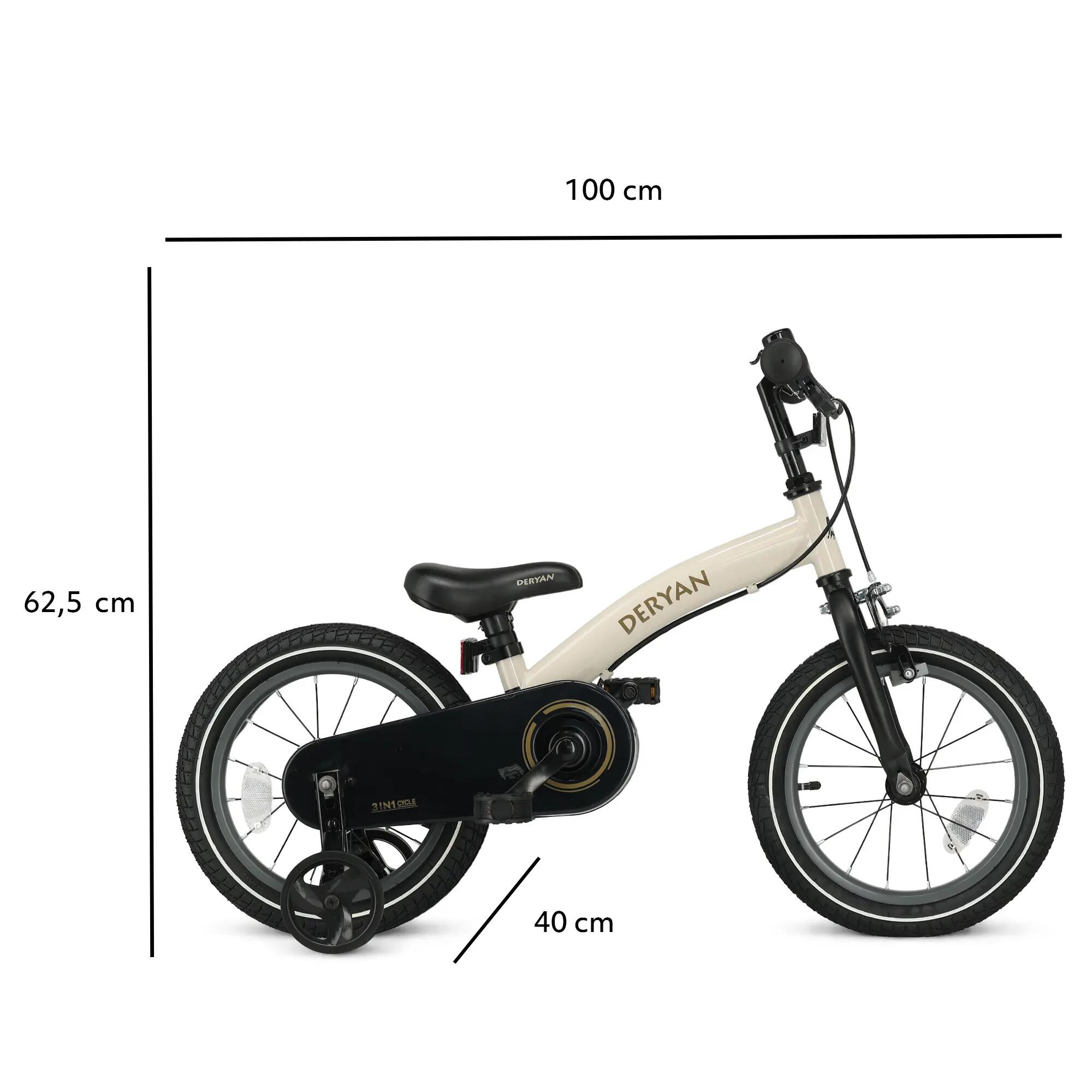 Luxe Kinderfiets 14 inch  3 in 1  Loopfiets 8/9