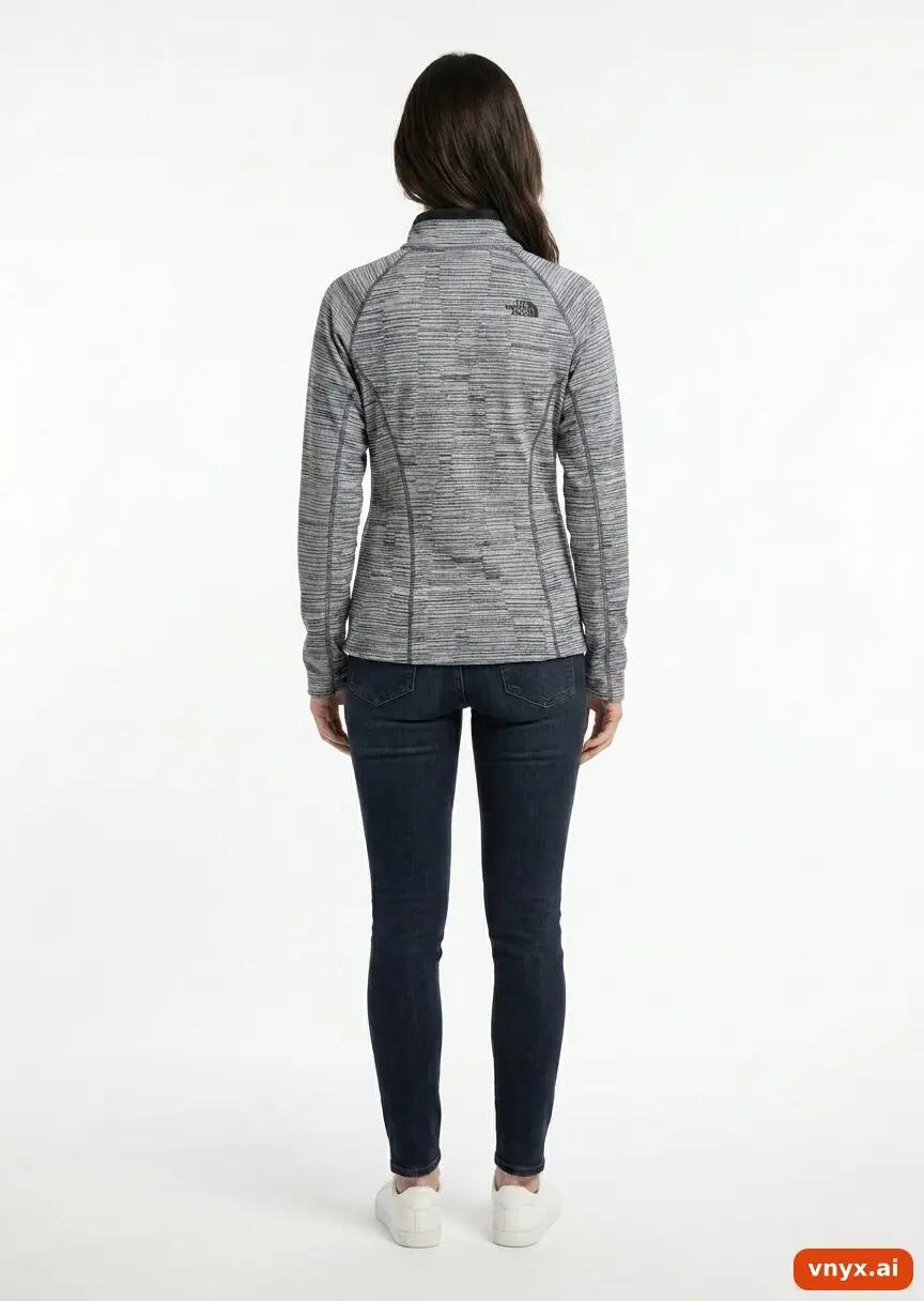 Second Life - Vintage The North Face Grey Fleece Pullover Women M 3/5