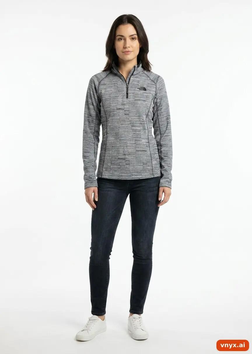 Second Life - Vintage The North Face Grey Fleece Pullover Women M 2/5