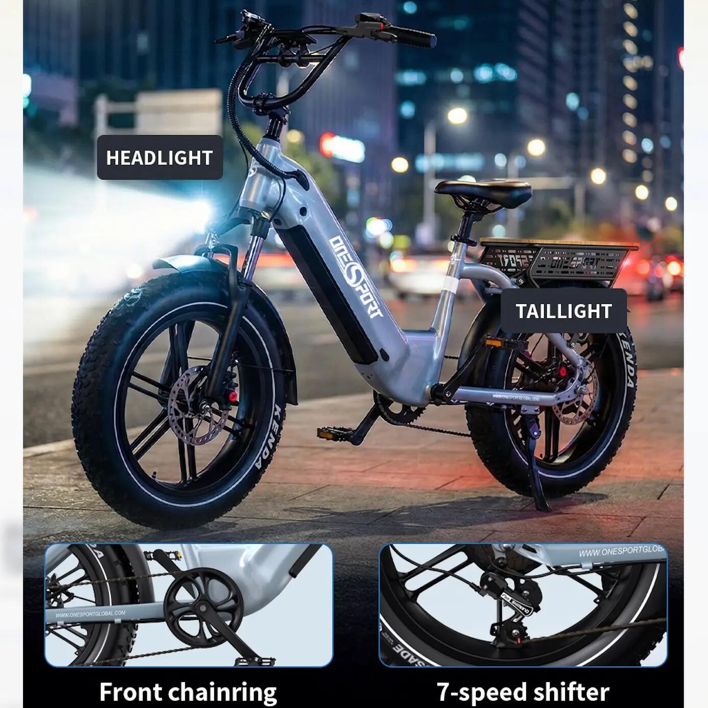 Elektrobicykel pre dospelých ONESPORT OT08 48V 18Ah 20" all-terrain pláště 11/15